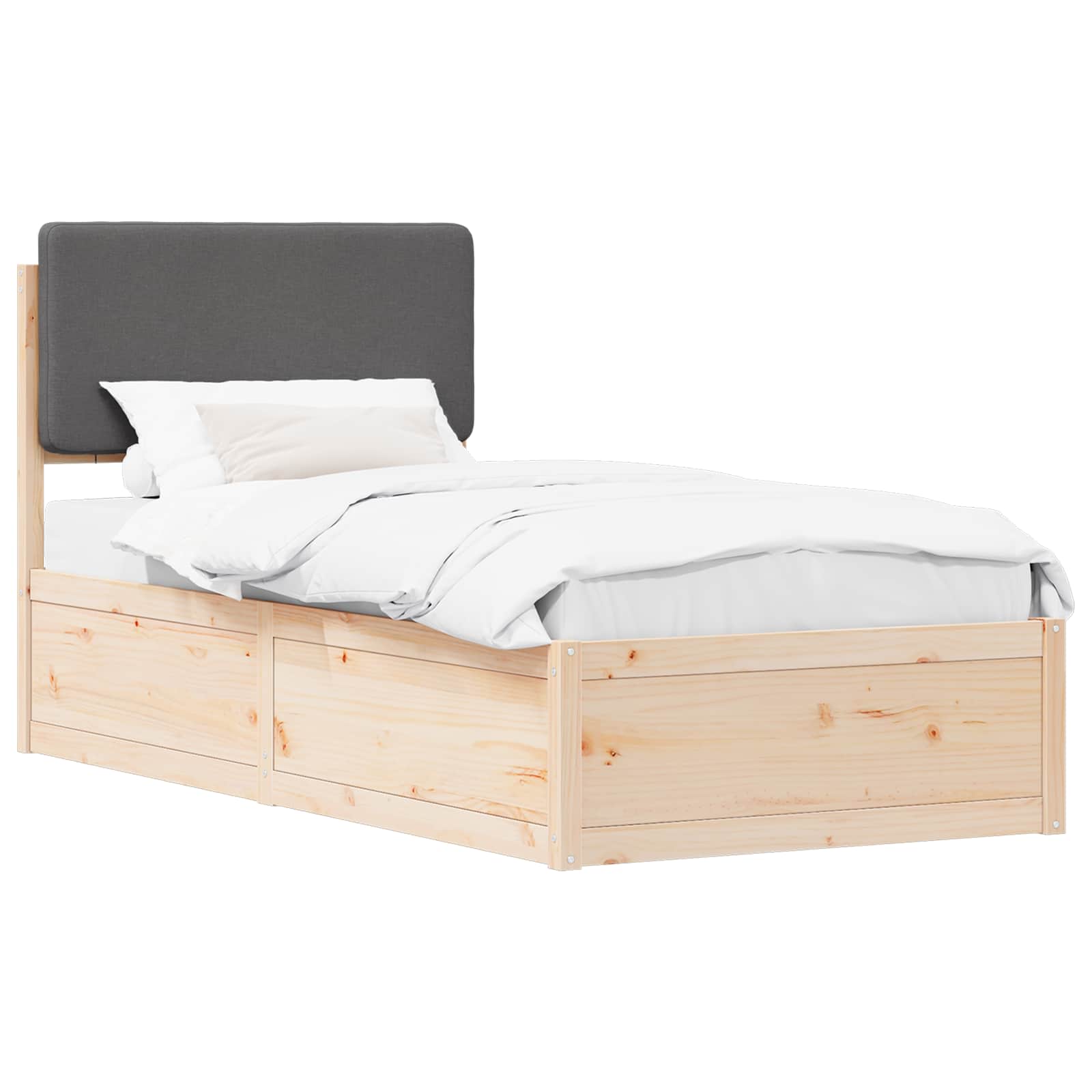 vidaXL Ramka łóżka z tapicerowanym wezgłowiem Ciemnoszary 100 x 200 cm