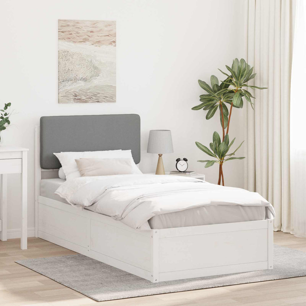 vidaXL Ramka łóżka z tapicerowanym wezgłowiem Jasnoszary 100 x 200 cm