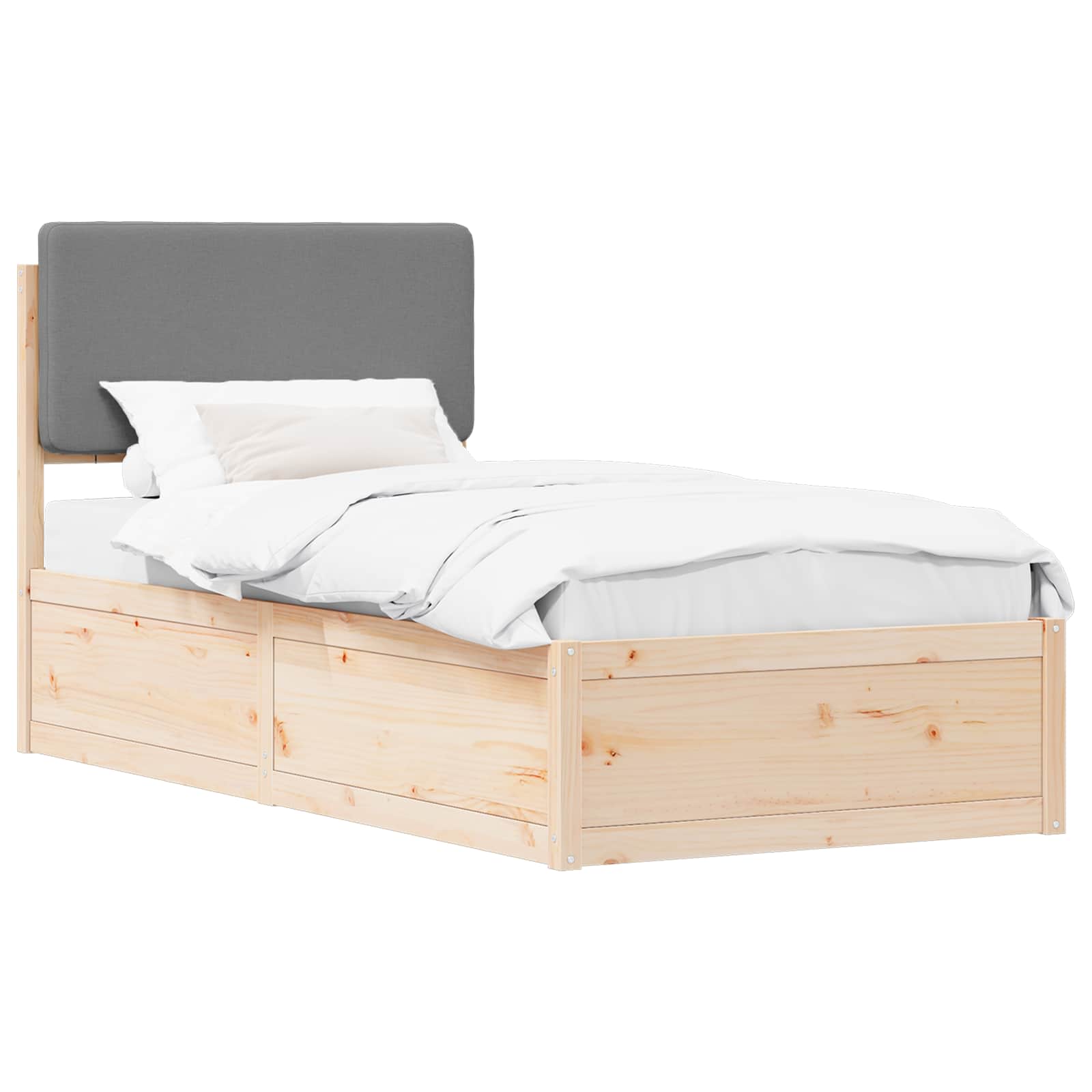 vidaXL Ramka łóżka z tapicerowanym wezgłowiem Jasnoszary 80 x 200 cm