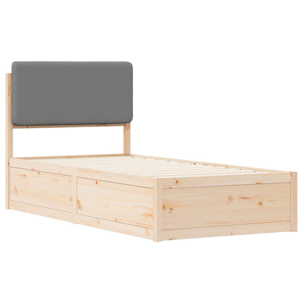 vidaXL Ramka łóżka z tapicerowanym wezgłowiem Jasnoszary 80 x 200 cm