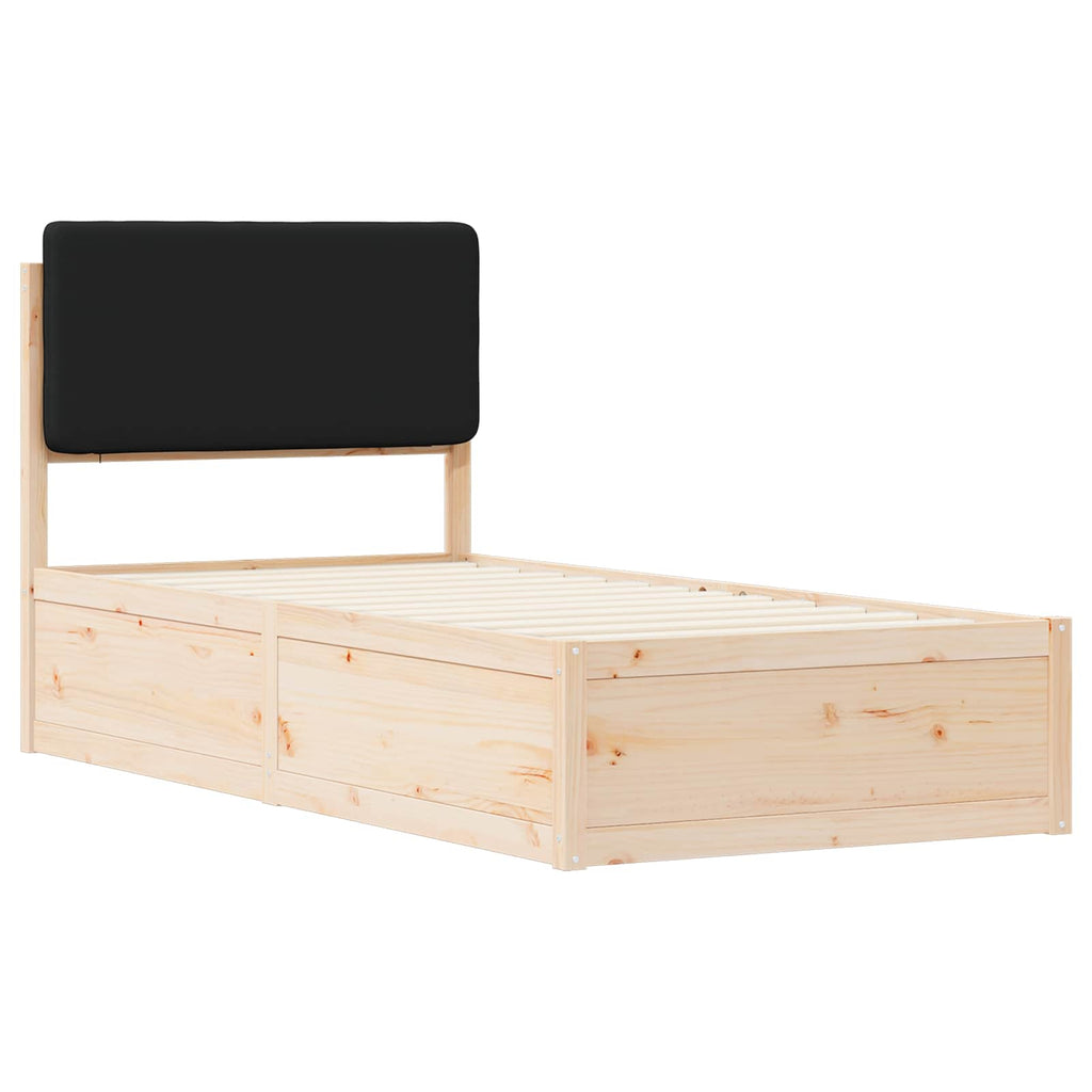 vidaXL Ramka łóżka z tapicerowanym wezgłowiem Czarny 80 x 200 cm