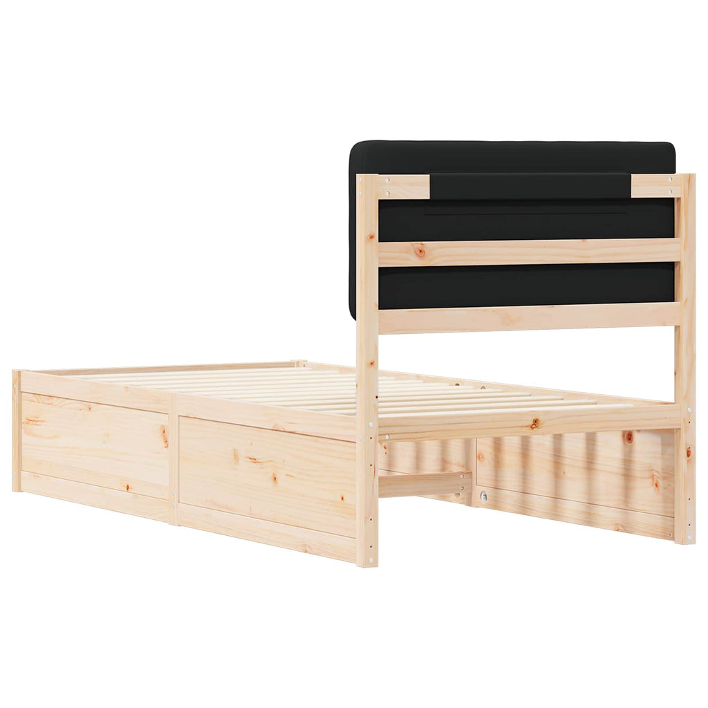 vidaXL Ramka łóżka z tapicerowanym wezgłowiem Czarny 80 x 200 cm