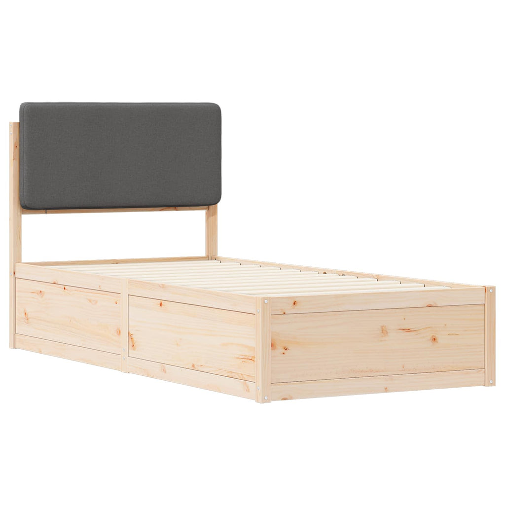 vidaXL Ramka łóżka z tapicerowanym wezgłowiem Ciemnoszary 90 x 190 cm