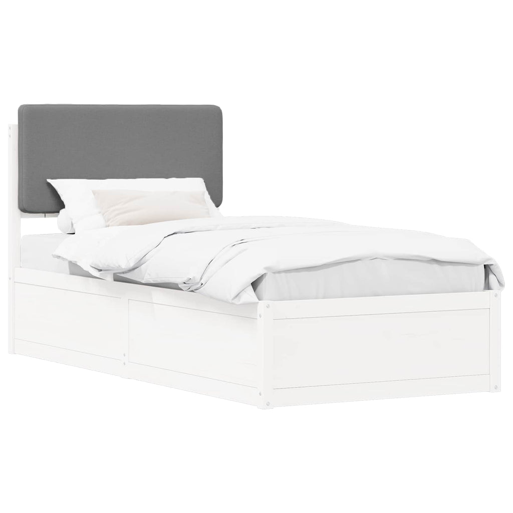 vidaXL Ramka łóżka z tapicerowanym wezgłowiem Jasnoszary 90 x 190 cm