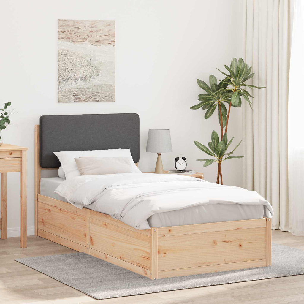 vidaXL Ramka łóżka z tapicerowanym wezgłowiem Ciemnoszary 75 x 190 cm