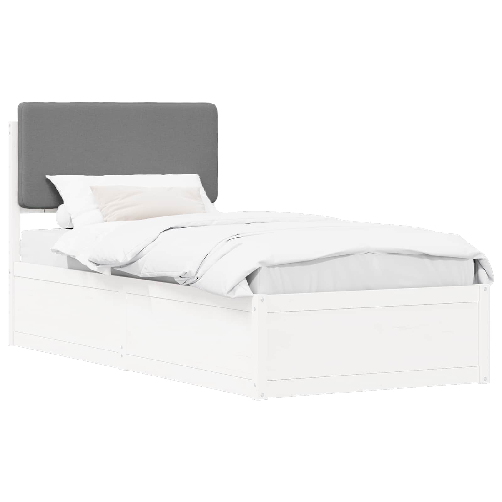vidaXL Ramka łóżka z tapicerowanym wezgłowiem Jasnoszary 75 x 190 cm