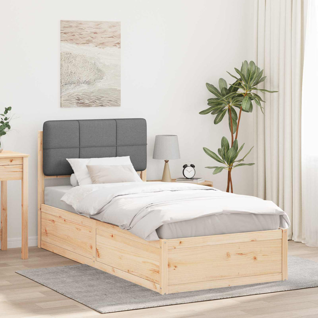 vidaXL Ramka łóżka z tapicerowanym wezgłowiem Jasnoszary 90 x 200 cm