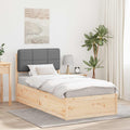 vidaXL Ramka łóżka z tapicerowanym wezgłowiem Jasnoszary 90 x 200 cm