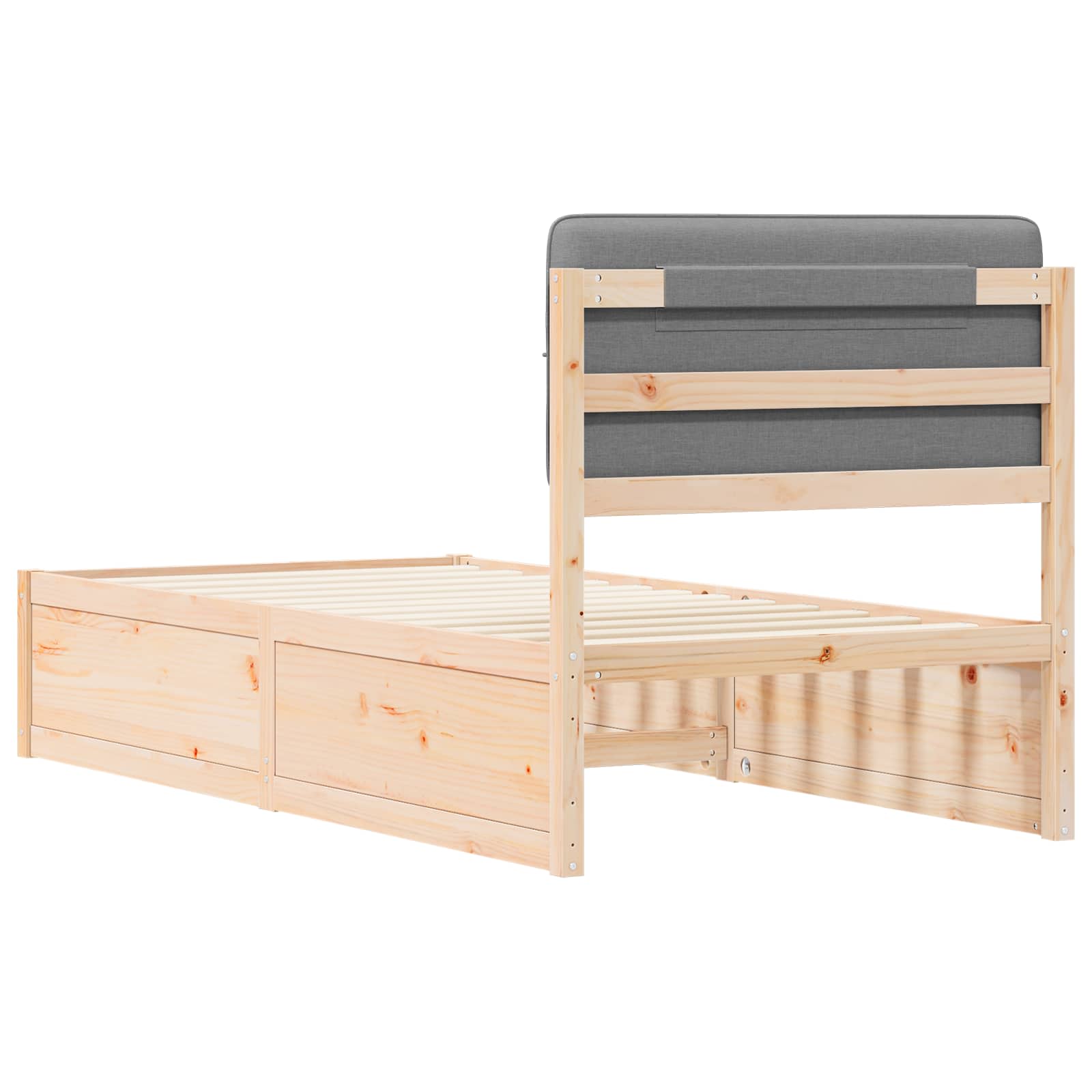 vidaXL Ramka łóżka z tapicerowanym wezgłowiem Jasnoszary 90 x 200 cm