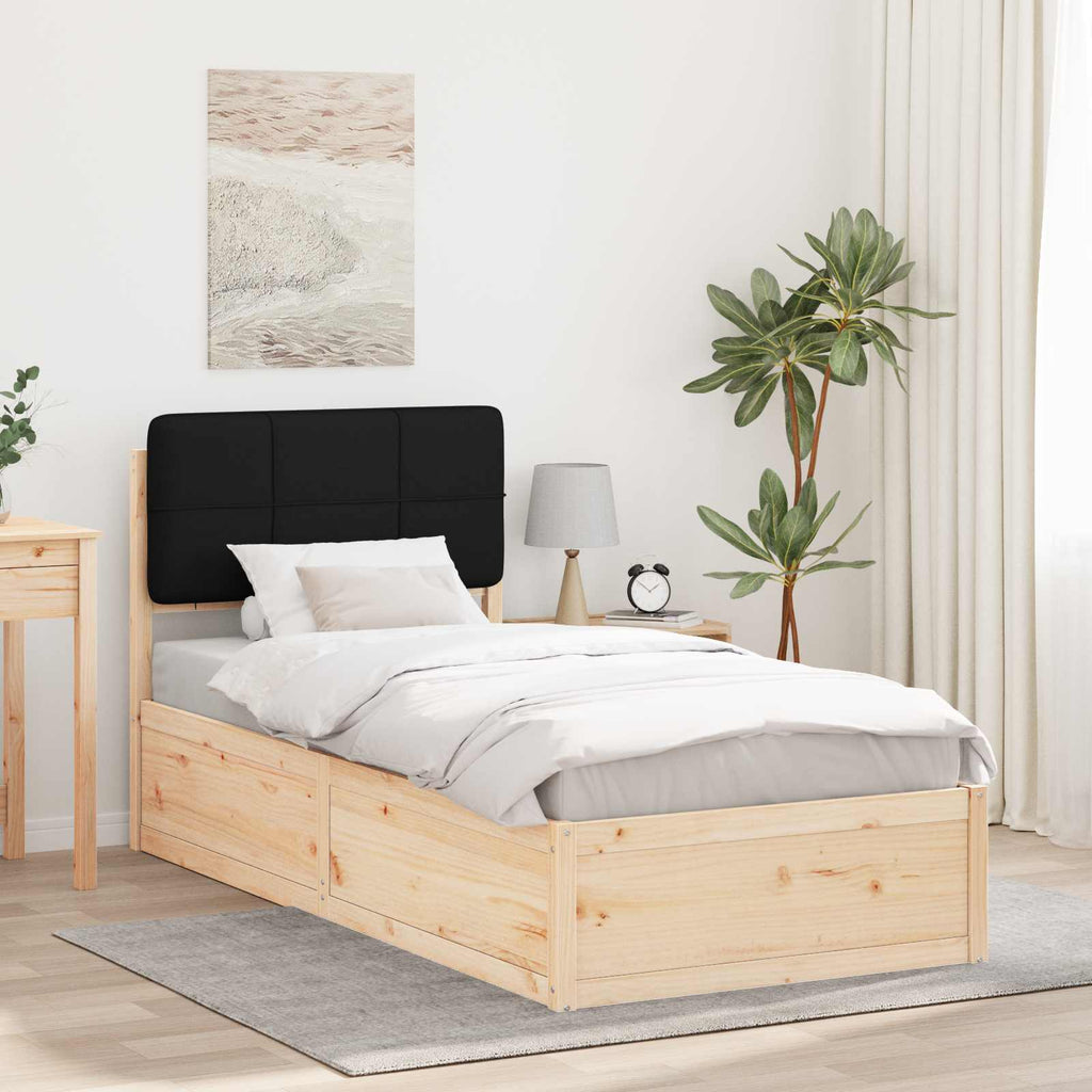 vidaXL Ramka łóżka z tapicerowanym wezgłowiem Czarny 90 x 200 cm