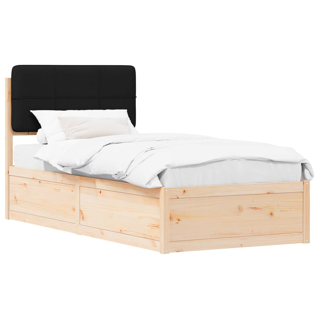 vidaXL Ramka łóżka z tapicerowanym wezgłowiem Czarny 90 x 200 cm