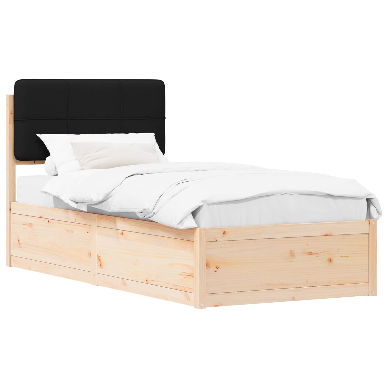 vidaXL Ramka łóżka z tapicerowanym wezgłowiem Czarny 90 x 200 cm