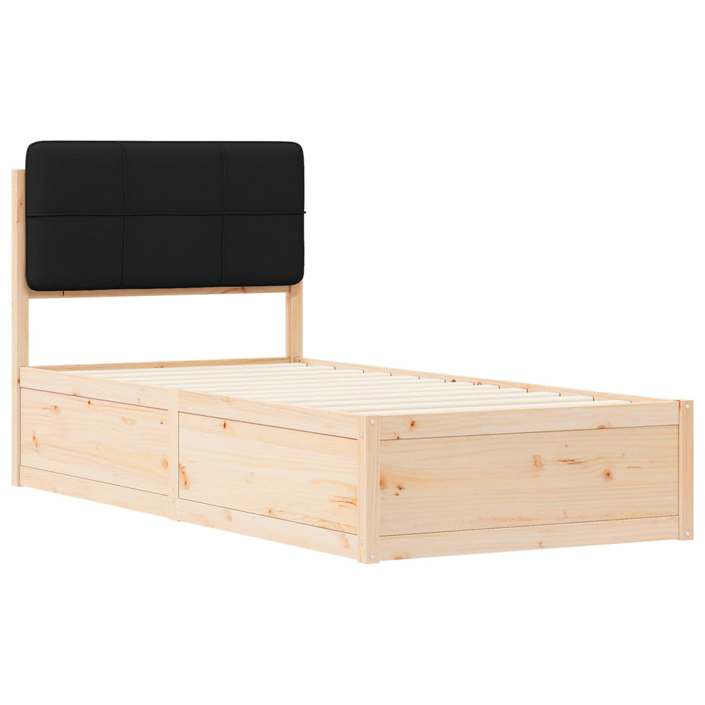 vidaXL Ramka łóżka z tapicerowanym wezgłowiem Czarny 90 x 200 cm