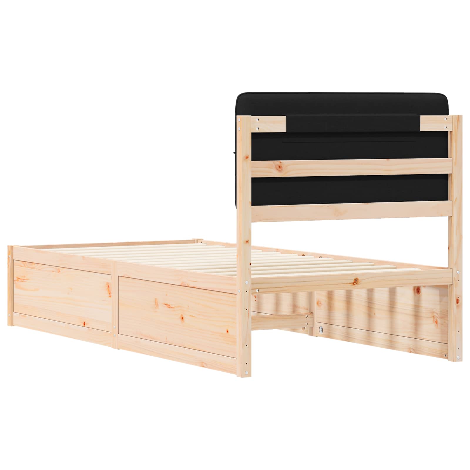vidaXL Ramka łóżka z tapicerowanym wezgłowiem Czarny 90 x 200 cm
