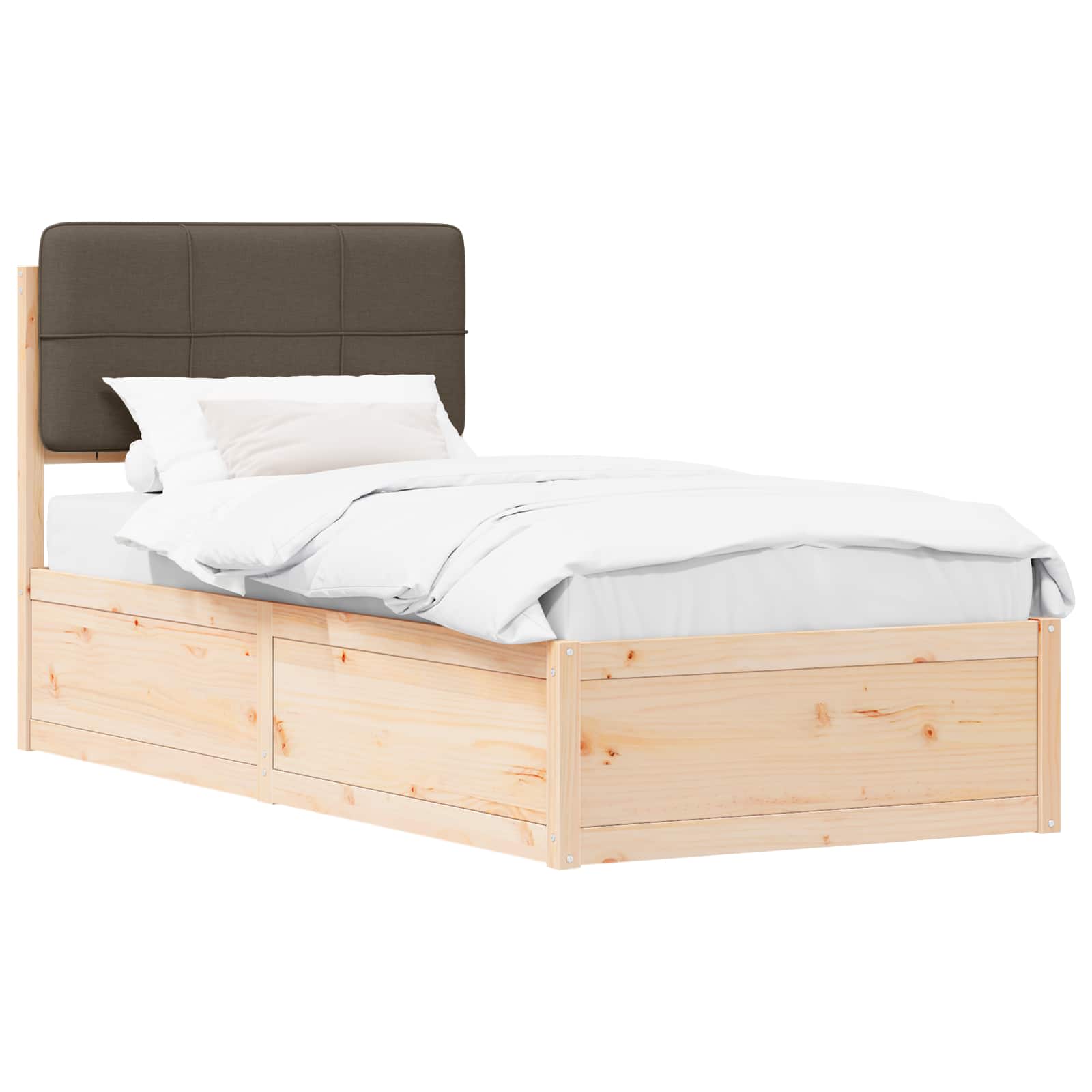 vidaXL Ramka łóżka z tapicerowanym wezgłowiem Ciemnoszary 90 x 200 cm