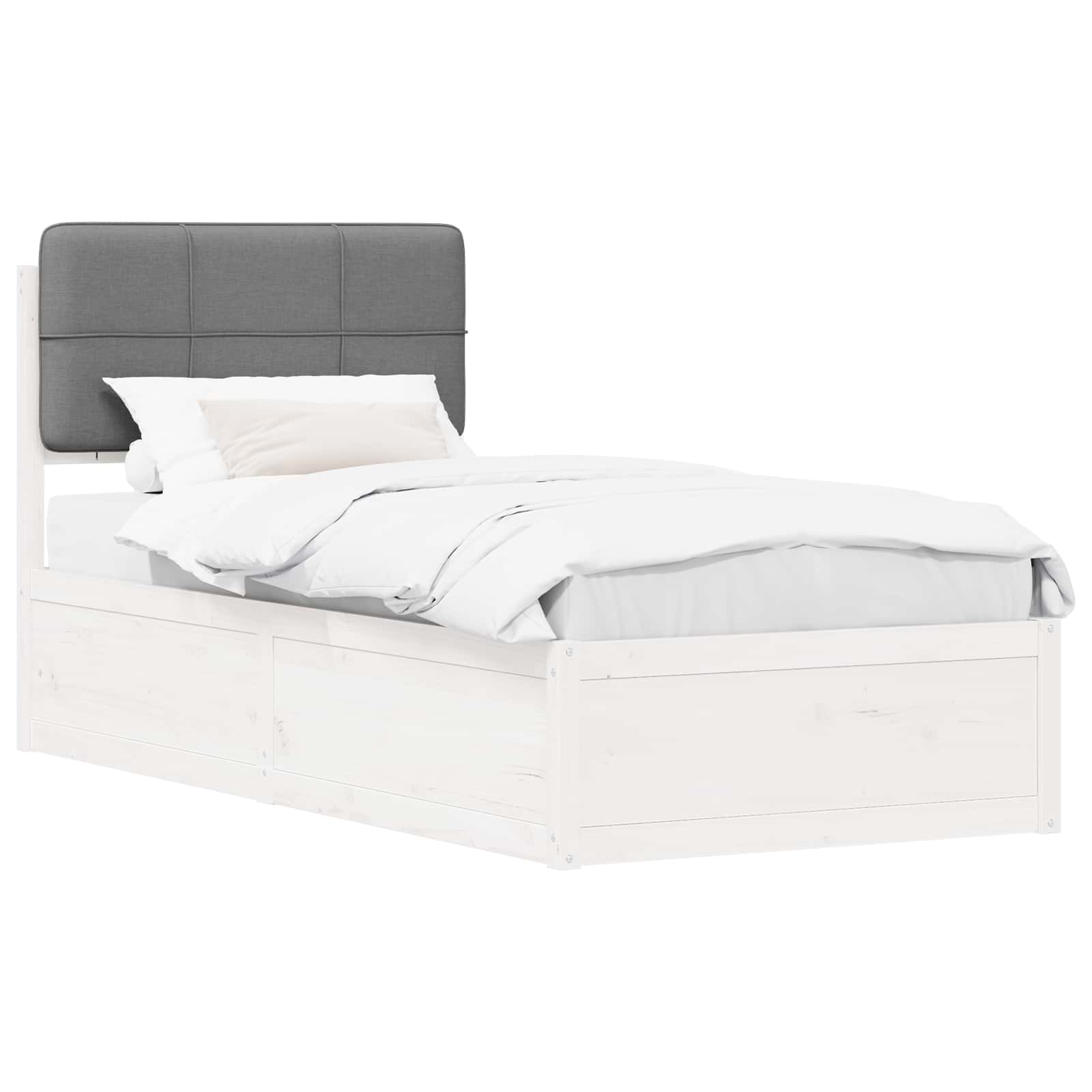 vidaXL Ramka łóżka z tapicerowanym wezgłowiem Jasnoszary 90 x 200 cm