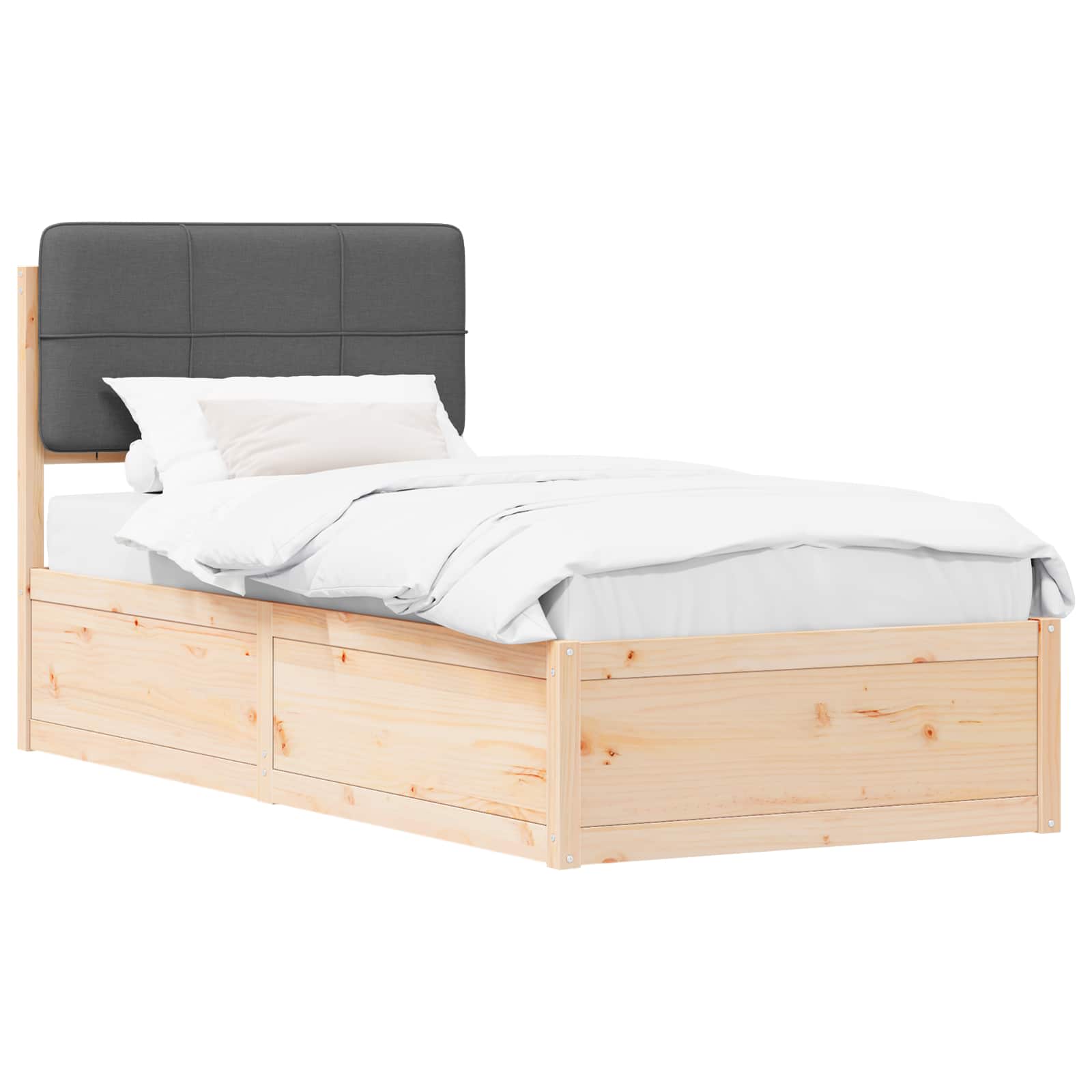 vidaXL Ramka łóżka z tapicerowanym wezgłowiem Ciemnoszary 80 x 200 cm