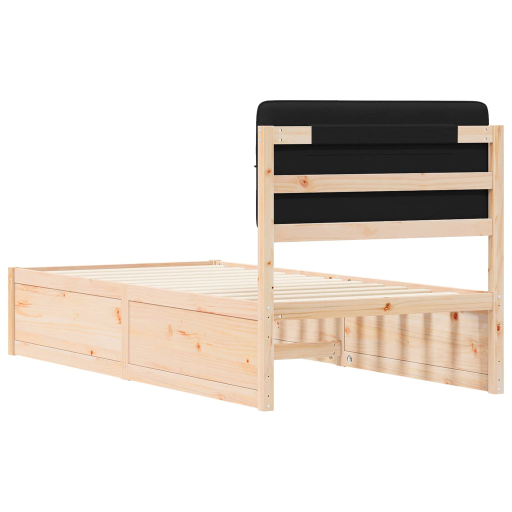 vidaXL Ramka łóżka z tapicerowanym wezgłowiem Czarny 80 x 200 cm