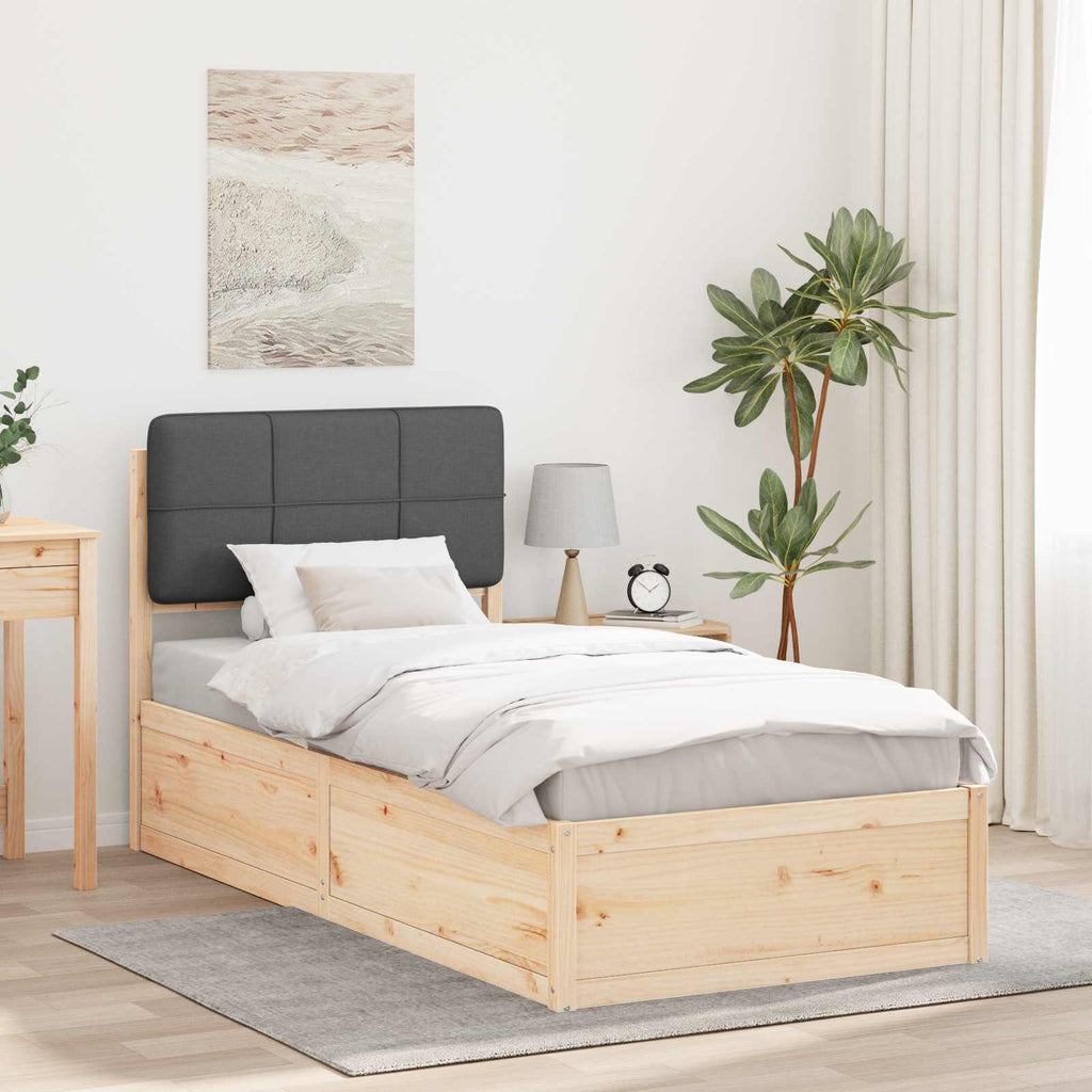 vidaXL Ramka łóżka z tapicerowanym wezgłowiem Ciemnoszary 75 x 190 cm