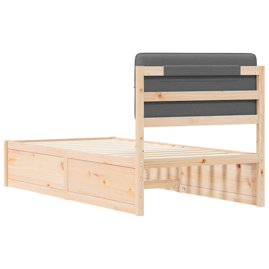 vidaXL Ramka łóżka z tapicerowanym wezgłowiem Ciemnoszary 75 x 190 cm