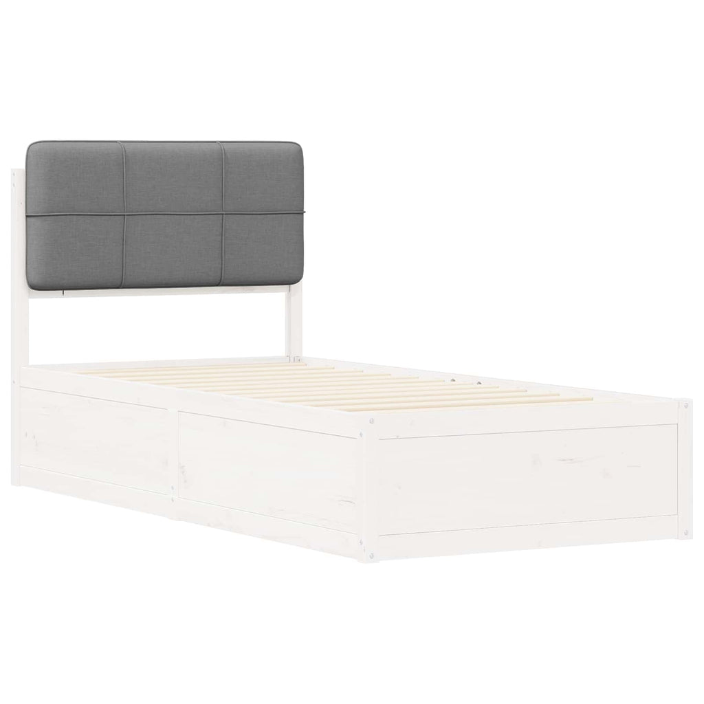 vidaXL Ramka łóżka z tapicerowanym wezgłowiem Jasnoszary 75 x 190 cm