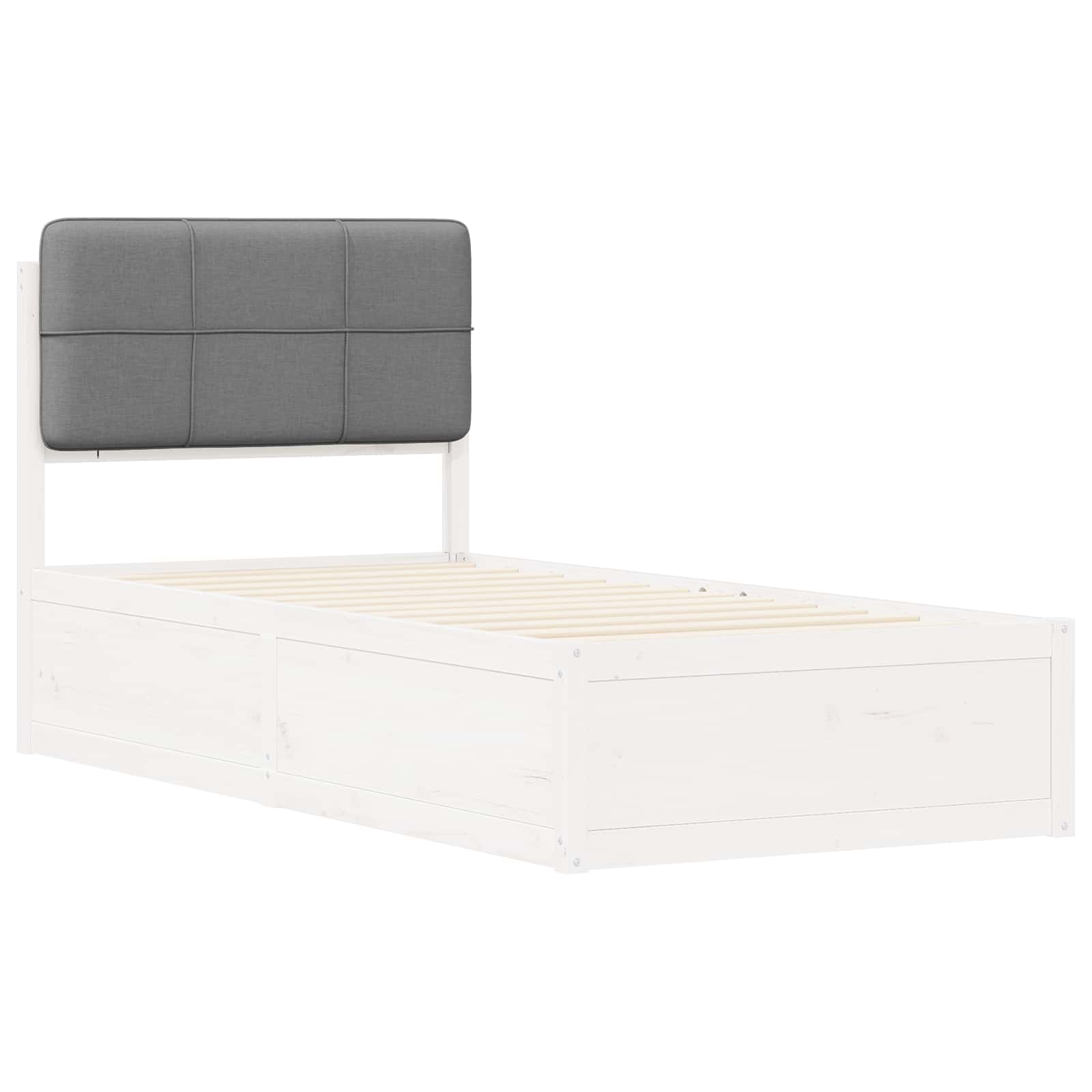 vidaXL Ramka łóżka z tapicerowanym wezgłowiem Jasnoszary 75 x 190 cm