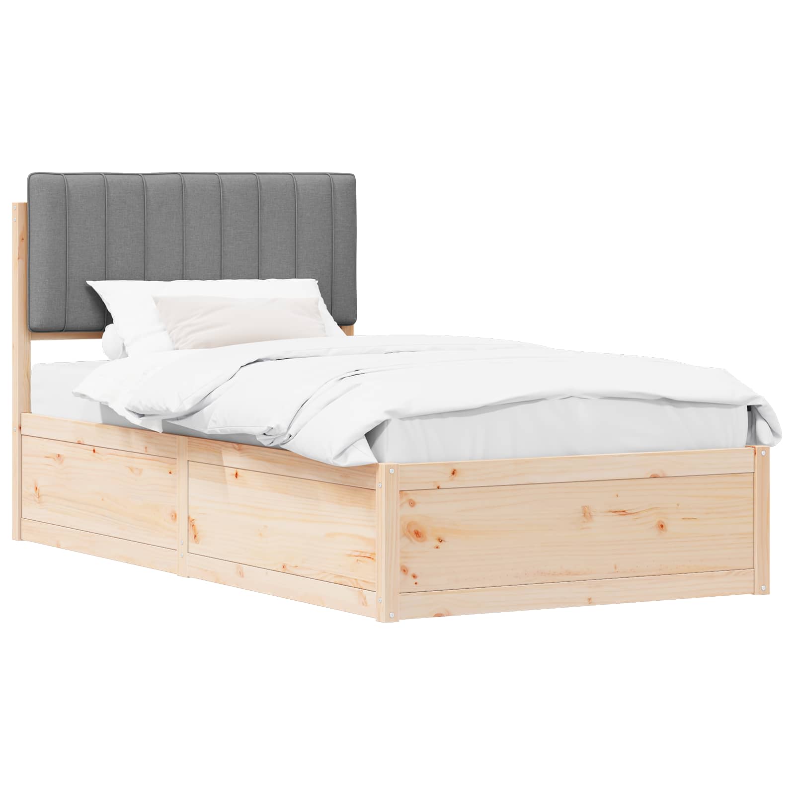 vidaXL Ramka łóżka z tapicerowanym wezgłowiem Jasnoszary 100 x 200 cm