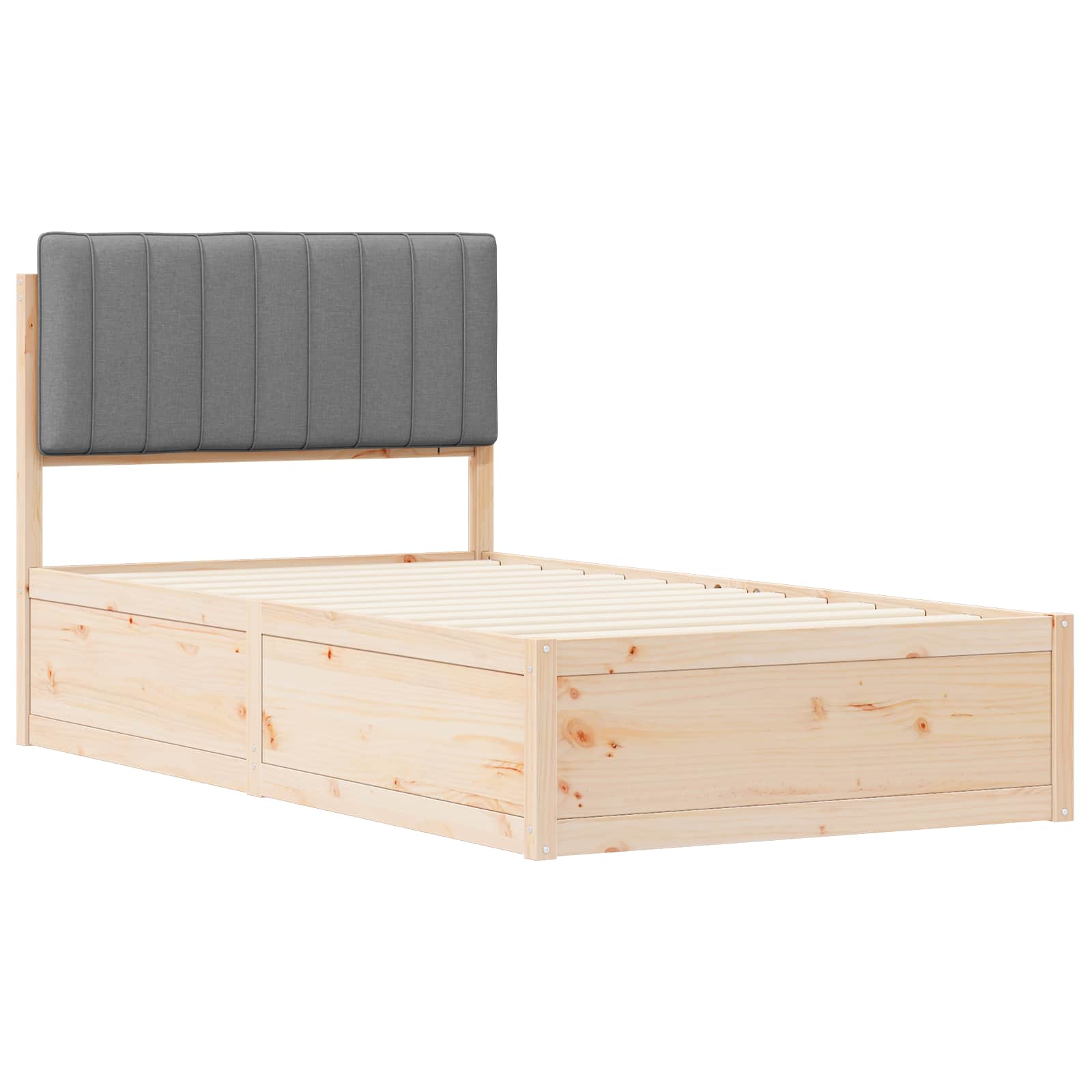 vidaXL Ramka łóżka z tapicerowanym wezgłowiem Jasnoszary 100 x 200 cm