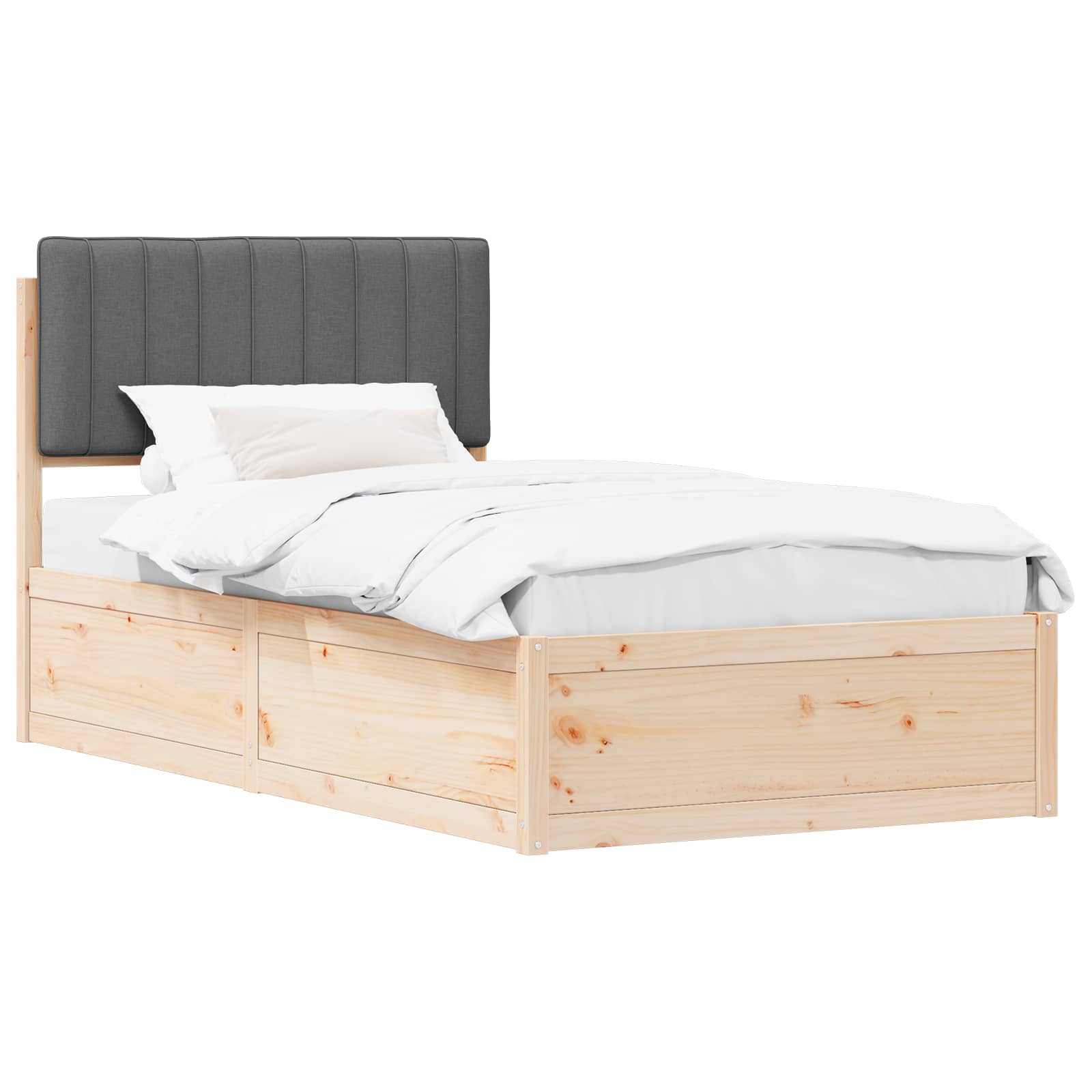 vidaXL Ramka łóżka z tapicerowanym wezgłowiem Ciemnoszary 100 x 200 cm