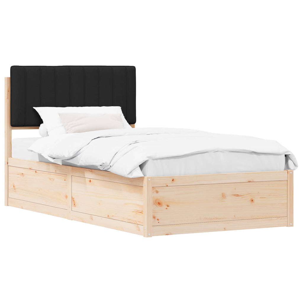 vidaXL Ramka łóżka z tapicerowanym wezgłowiem Czarny 100 x 200 cm