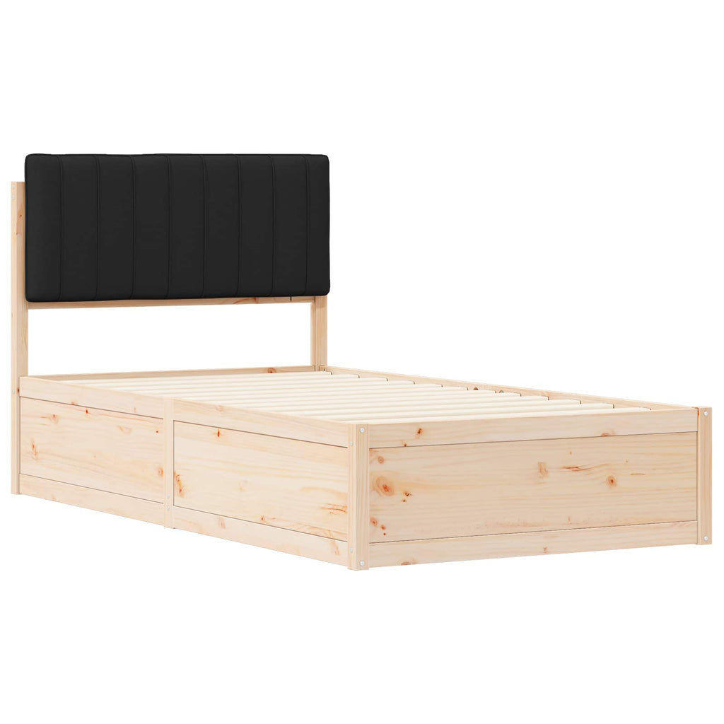 vidaXL Ramka łóżka z tapicerowanym wezgłowiem Czarny 100 x 200 cm