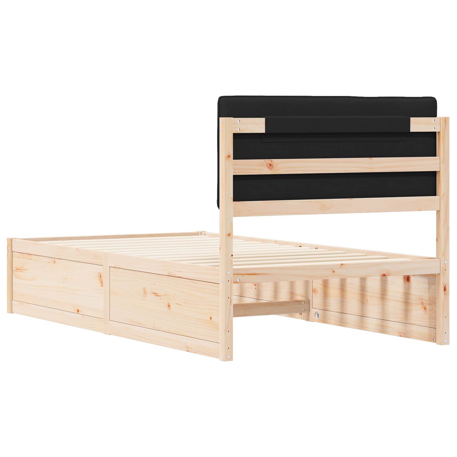 vidaXL Ramka łóżka z tapicerowanym wezgłowiem Czarny 100 x 200 cm