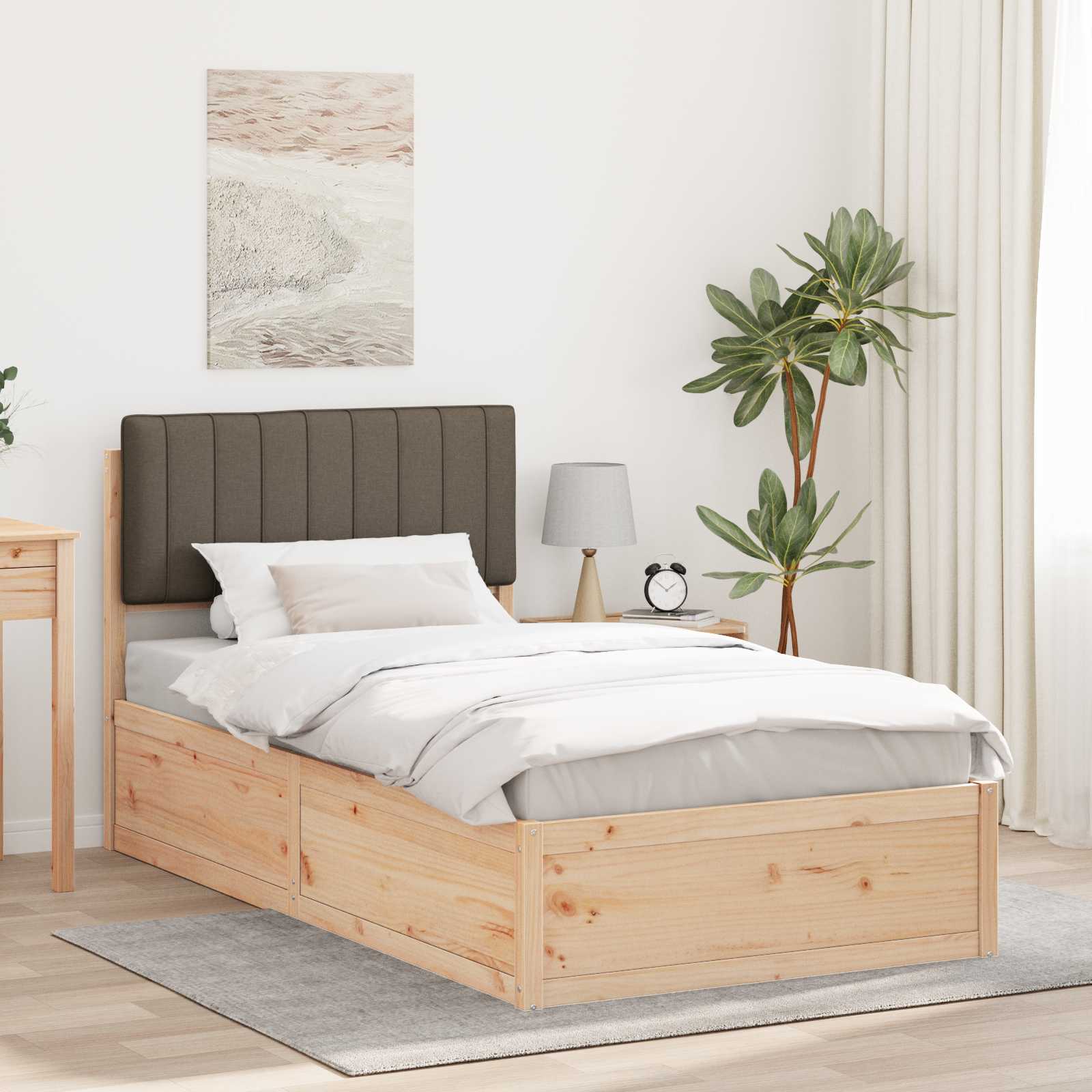 vidaXL Ramka łóżka z tapicerowanym wezgłowiem Ciemnoszary 100 x 200 cm