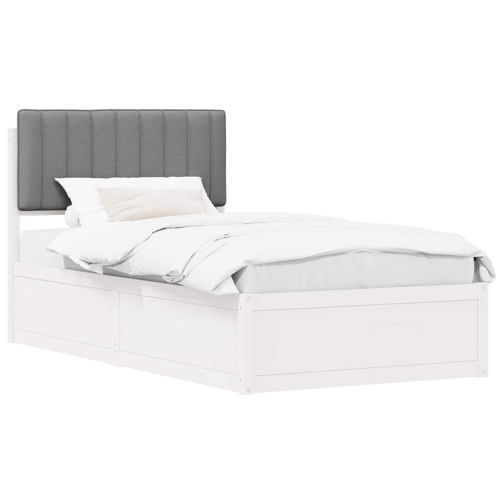 vidaXL Ramka łóżka z tapicerowanym wezgłowiem Jasnoszary 100 x 200 cm