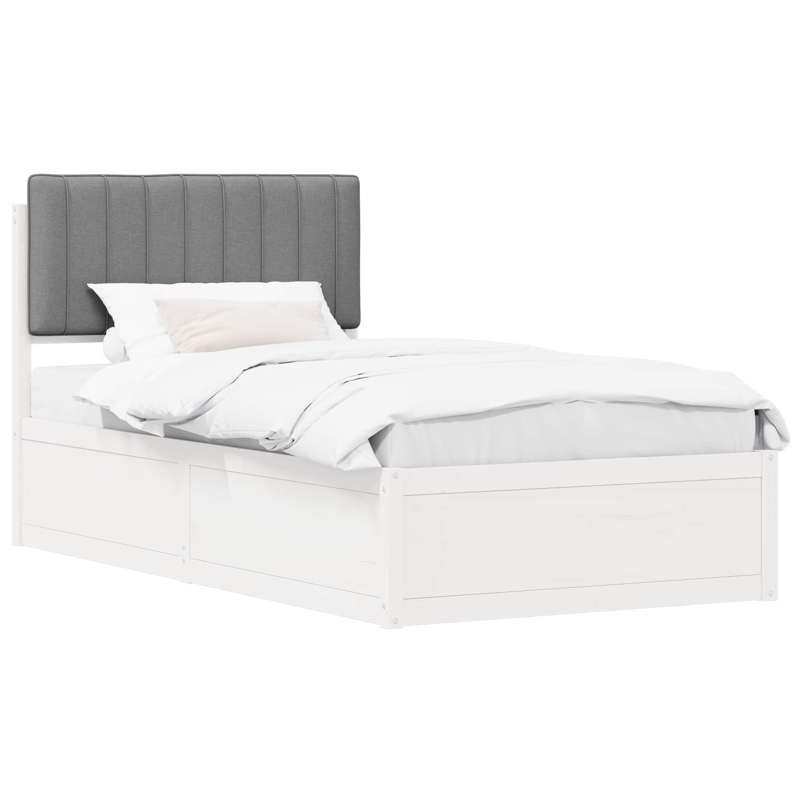 vidaXL Ramka łóżka z tapicerowanym wezgłowiem Jasnoszary 100 x 200 cm