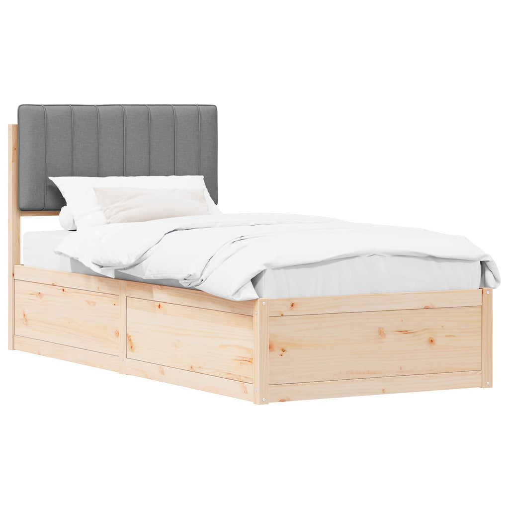 vidaXL Ramka łóżka z tapicerowanym wezgłowiem Jasnoszary 90 x 200 cm