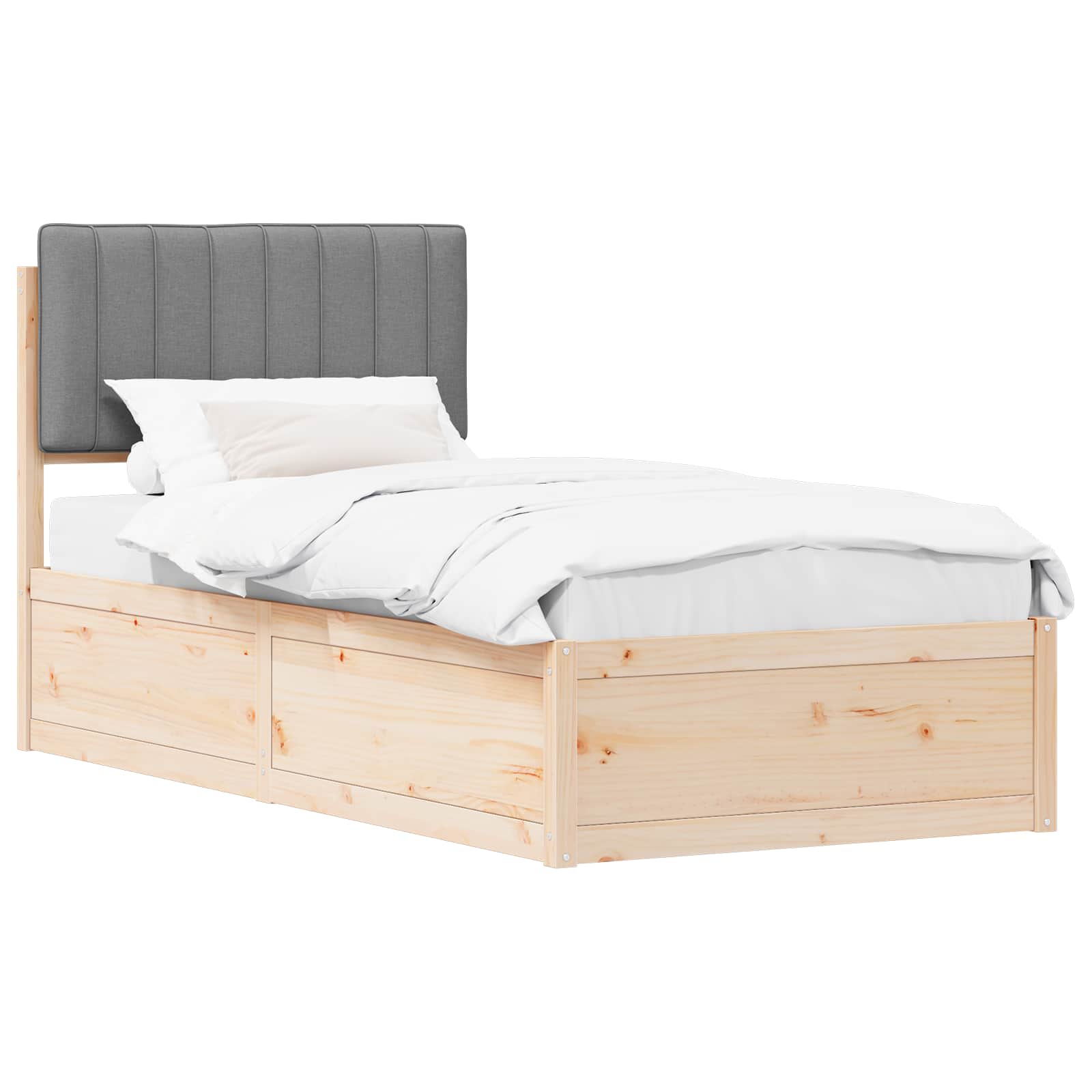 vidaXL Ramka łóżka z tapicerowanym wezgłowiem Jasnoszary 90 x 200 cm