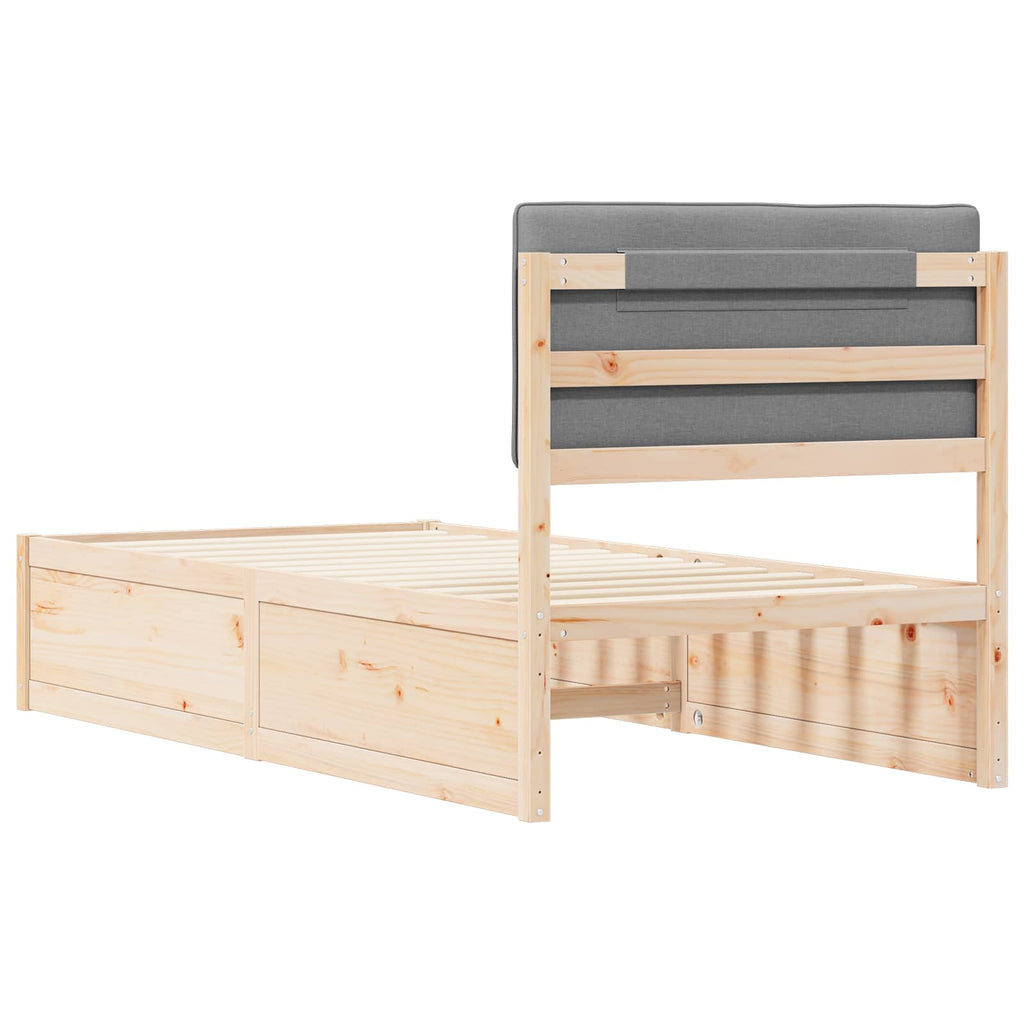 vidaXL Ramka łóżka z tapicerowanym wezgłowiem Jasnoszary 90 x 200 cm