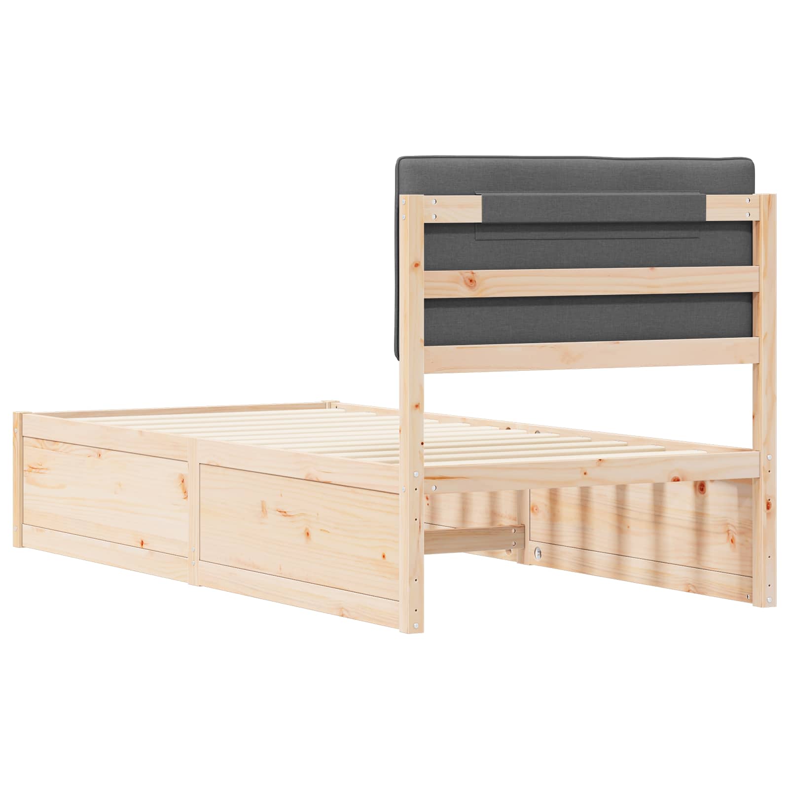 vidaXL Ramka łóżka z tapicerowanym wezgłowiem Ciemnoszary 90 x 200 cm