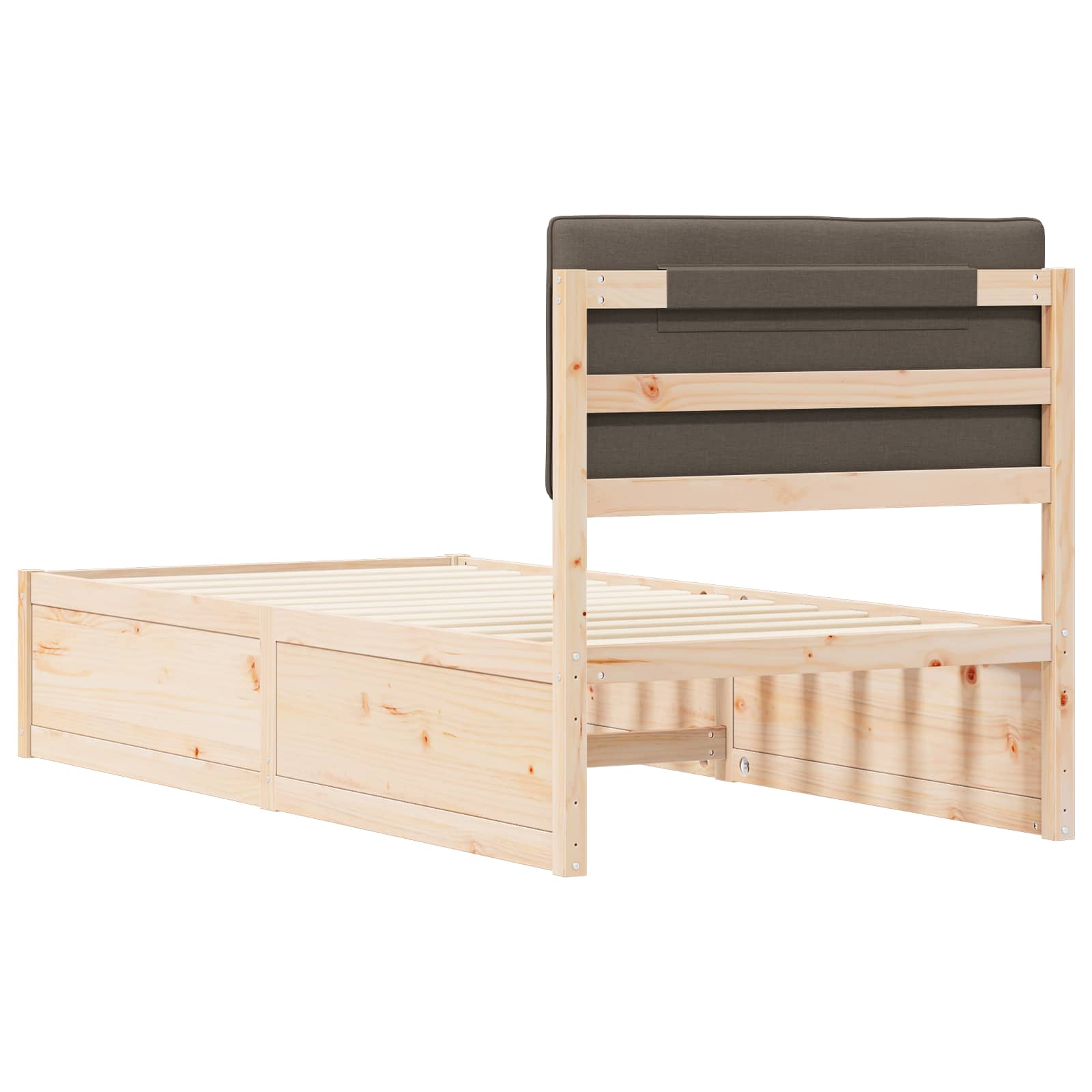 vidaXL Ramka łóżka z tapicerowanym wezgłowiem Ciemnoszary 90 x 200 cm