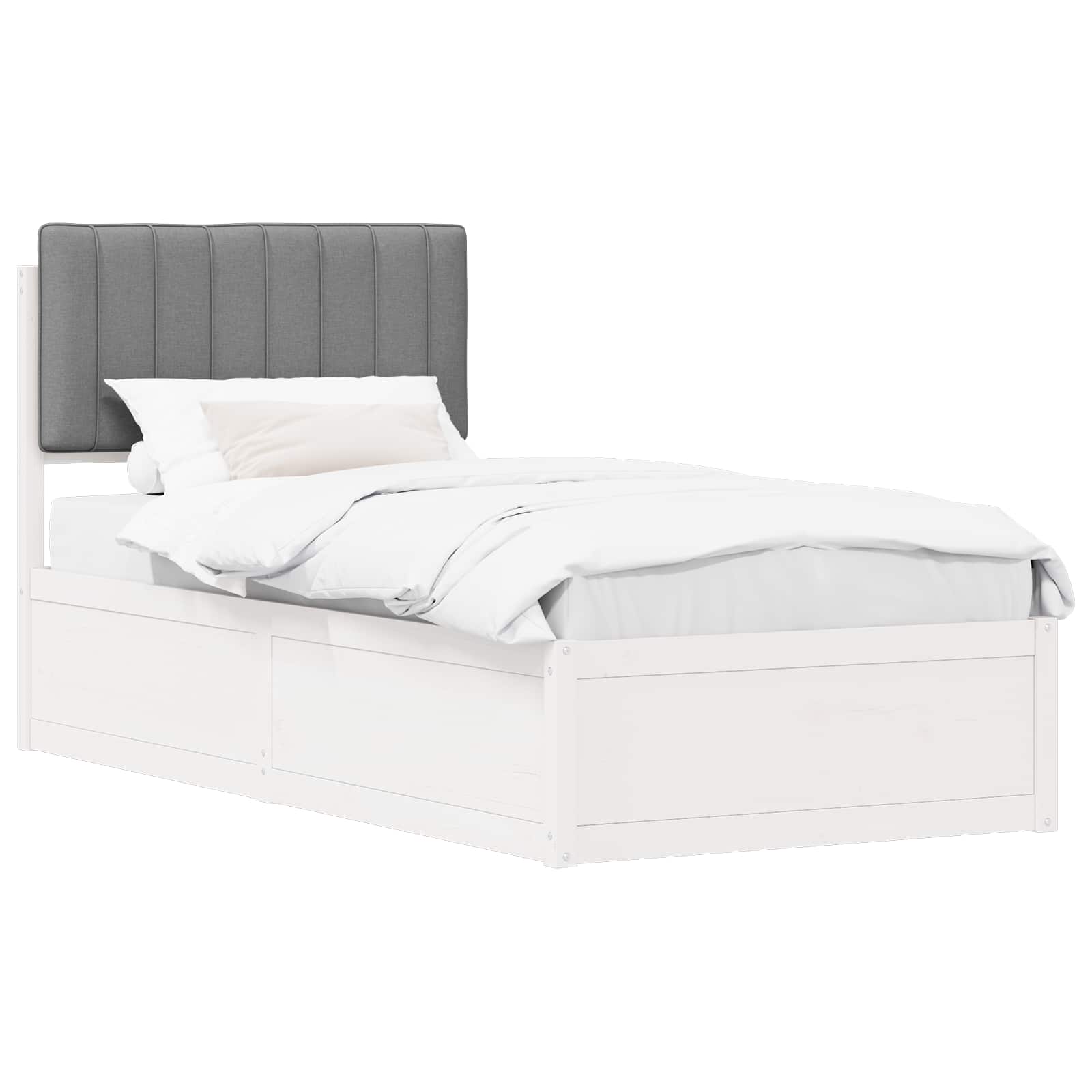 vidaXL Ramka łóżka z tapicerowanym wezgłowiem Jasnoszary 90 x 200 cm