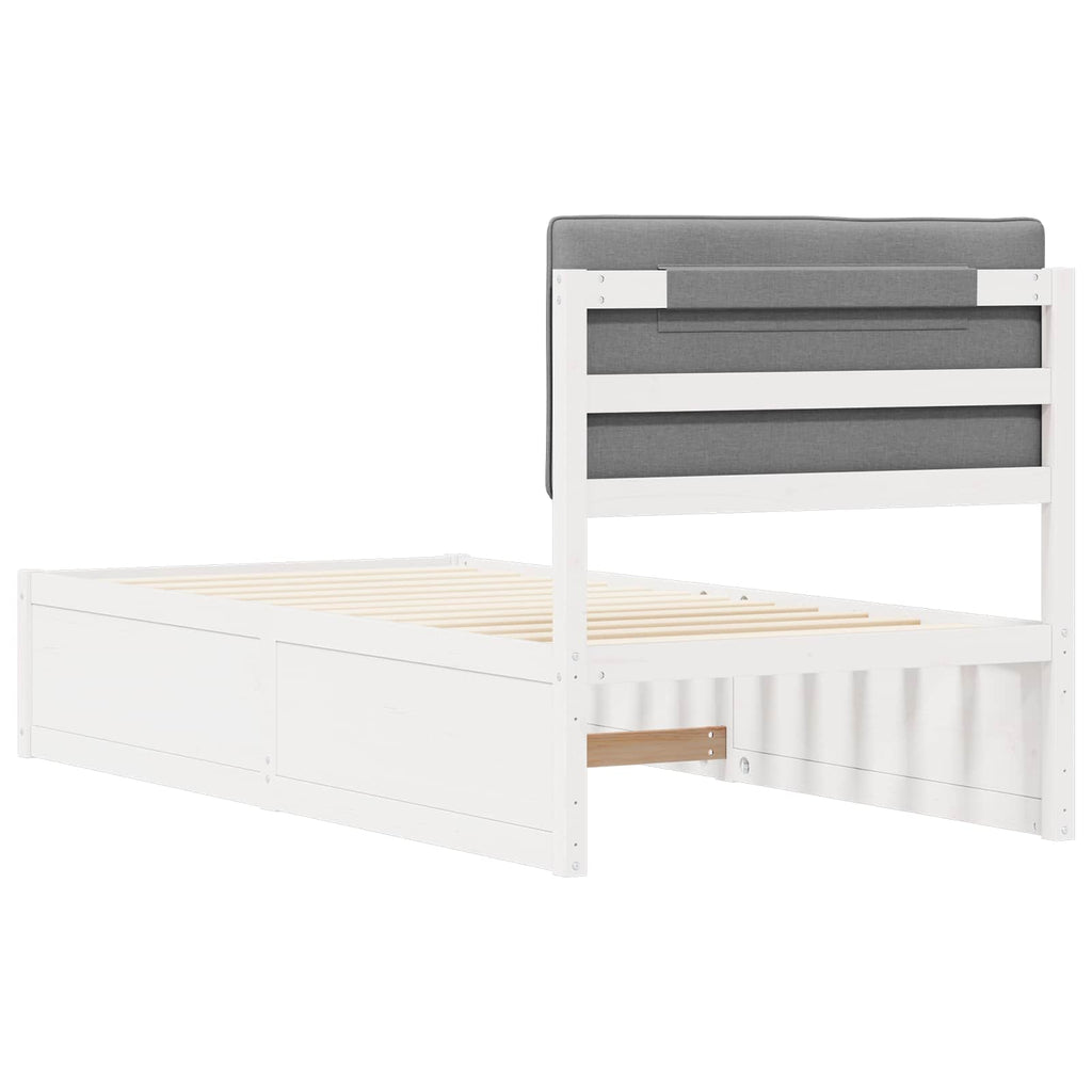 vidaXL Ramka łóżka z tapicerowanym wezgłowiem Jasnoszary 90 x 200 cm