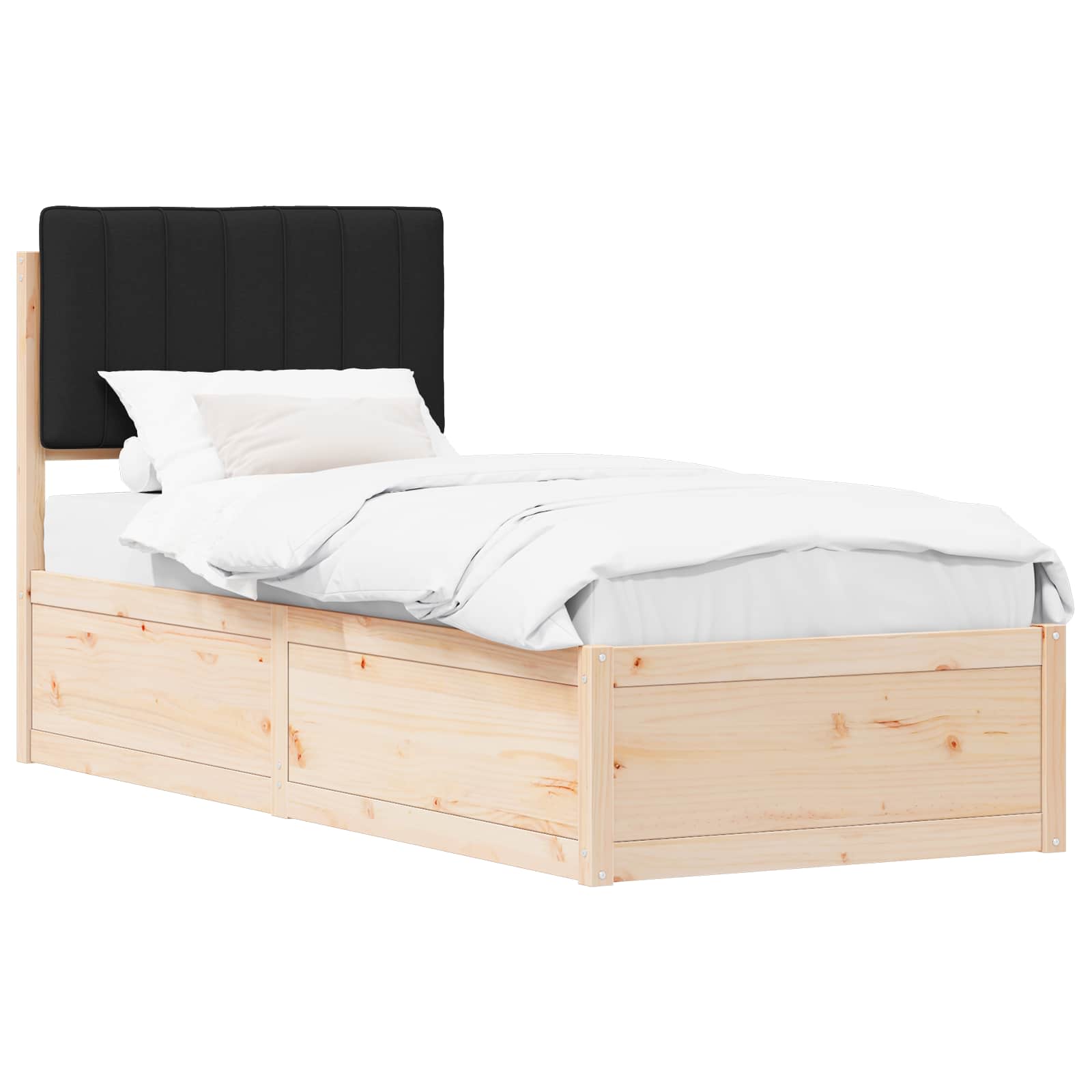 vidaXL Ramka łóżka z tapicerowanym wezgłowiem Czarny 80 x 200 cm