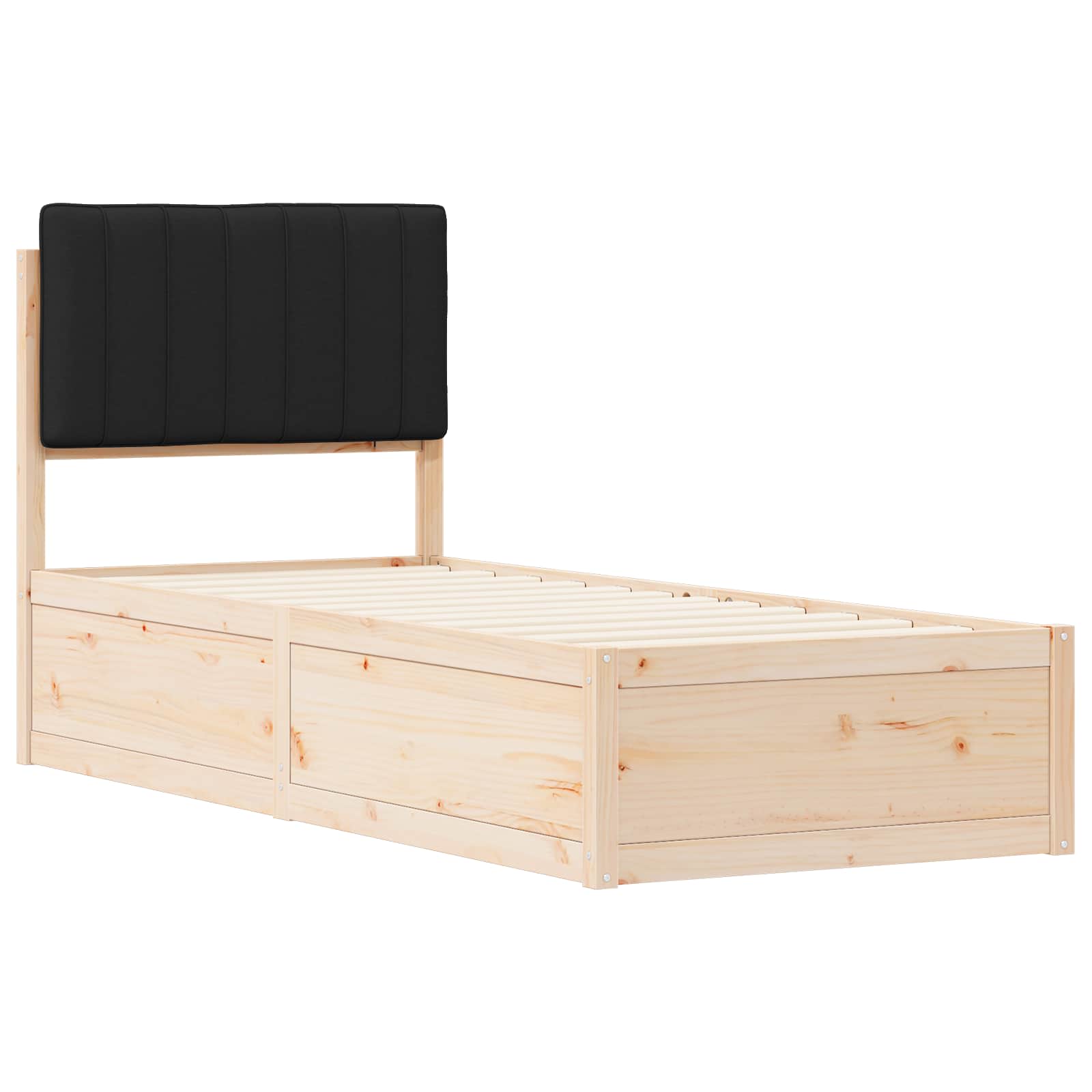 vidaXL Ramka łóżka z tapicerowanym wezgłowiem Czarny 80 x 200 cm
