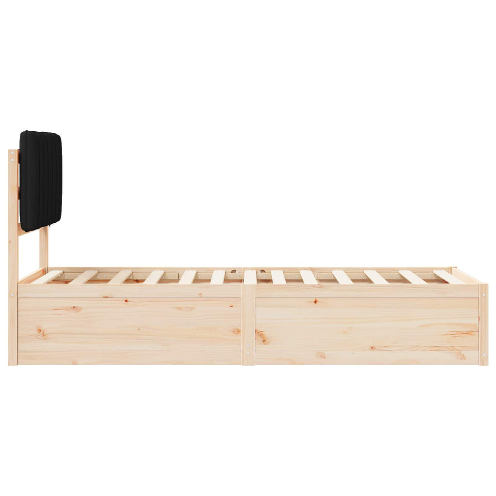 vidaXL Ramka łóżka z tapicerowanym wezgłowiem Czarny 80 x 200 cm