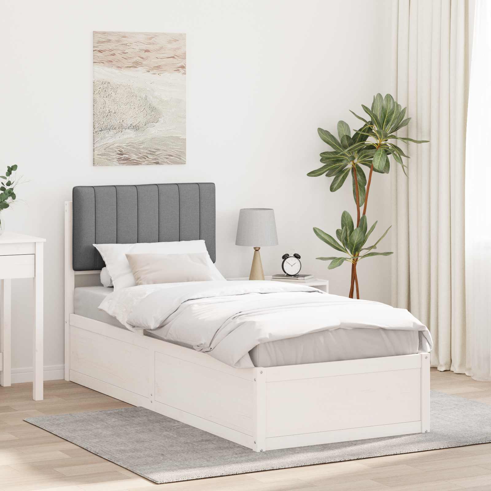 vidaXL Ramka łóżka z tapicerowanym wezgłowiem Jasnoszary 80 x 200 cm