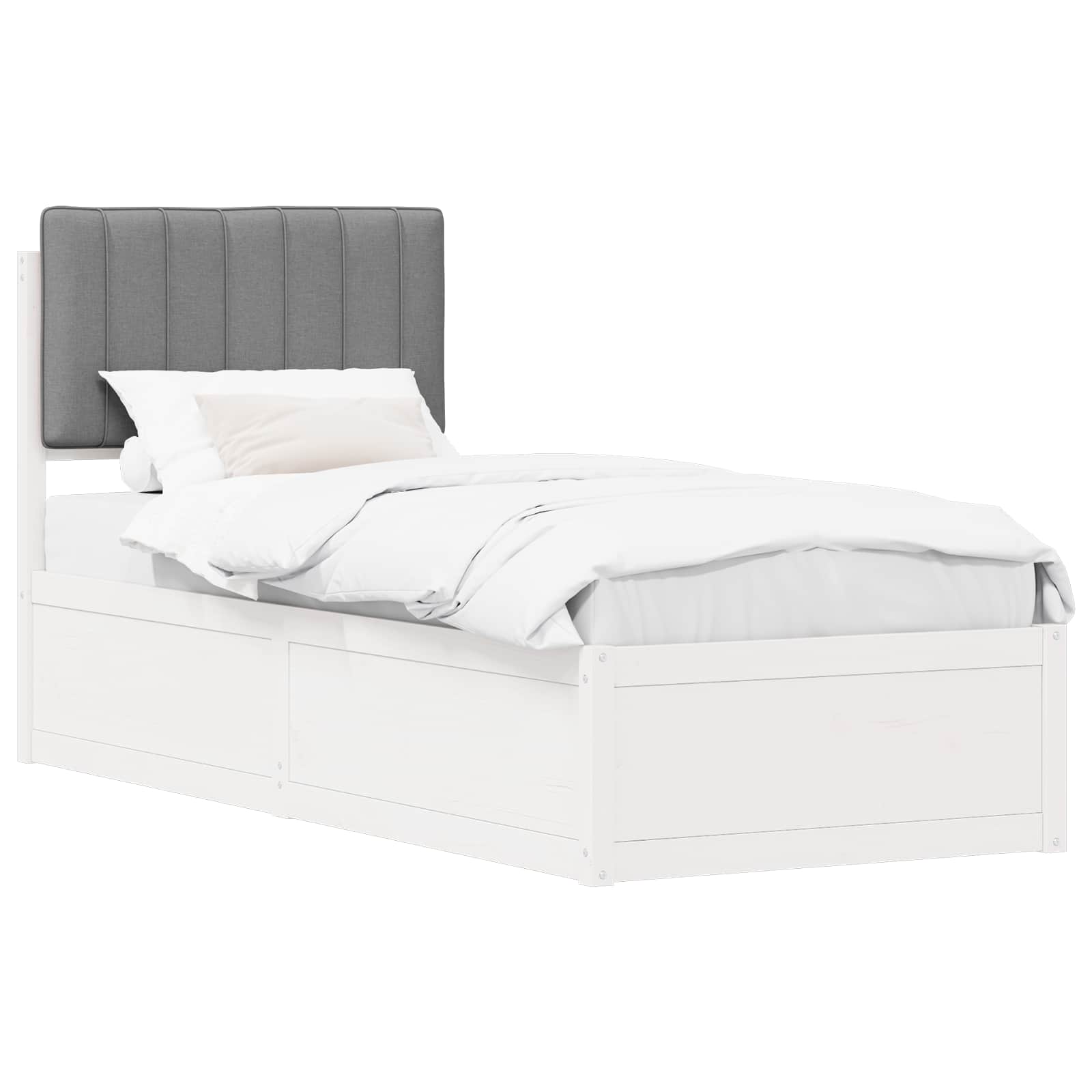 vidaXL Ramka łóżka z tapicerowanym wezgłowiem Jasnoszary 80 x 200 cm