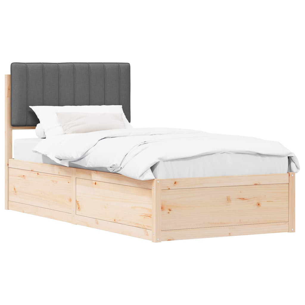 vidaXL Ramka łóżka z tapicerowanym wezgłowiem Ciemnoszary 90 x 190 cm