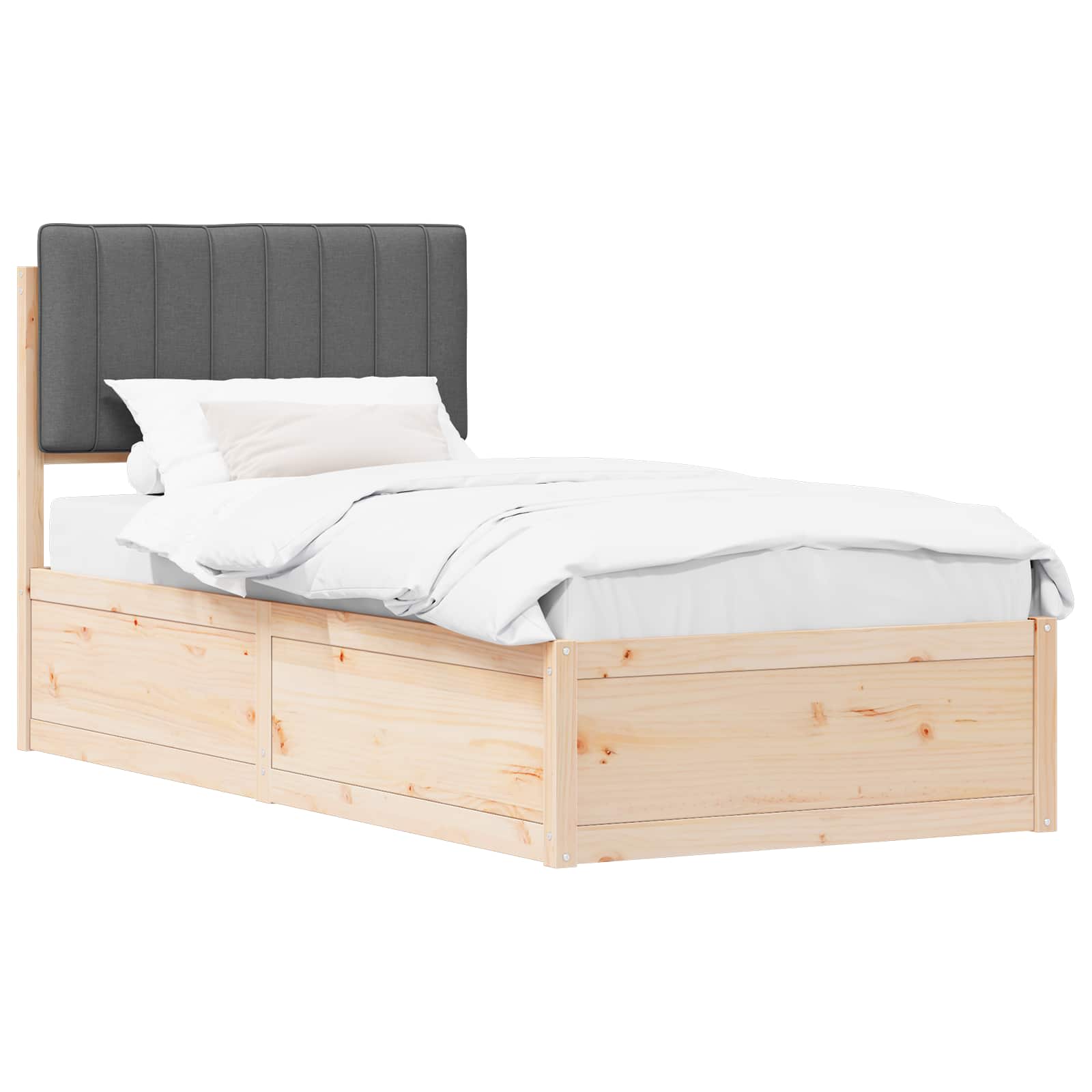 vidaXL Ramka łóżka z tapicerowanym wezgłowiem Ciemnoszary 90 x 190 cm