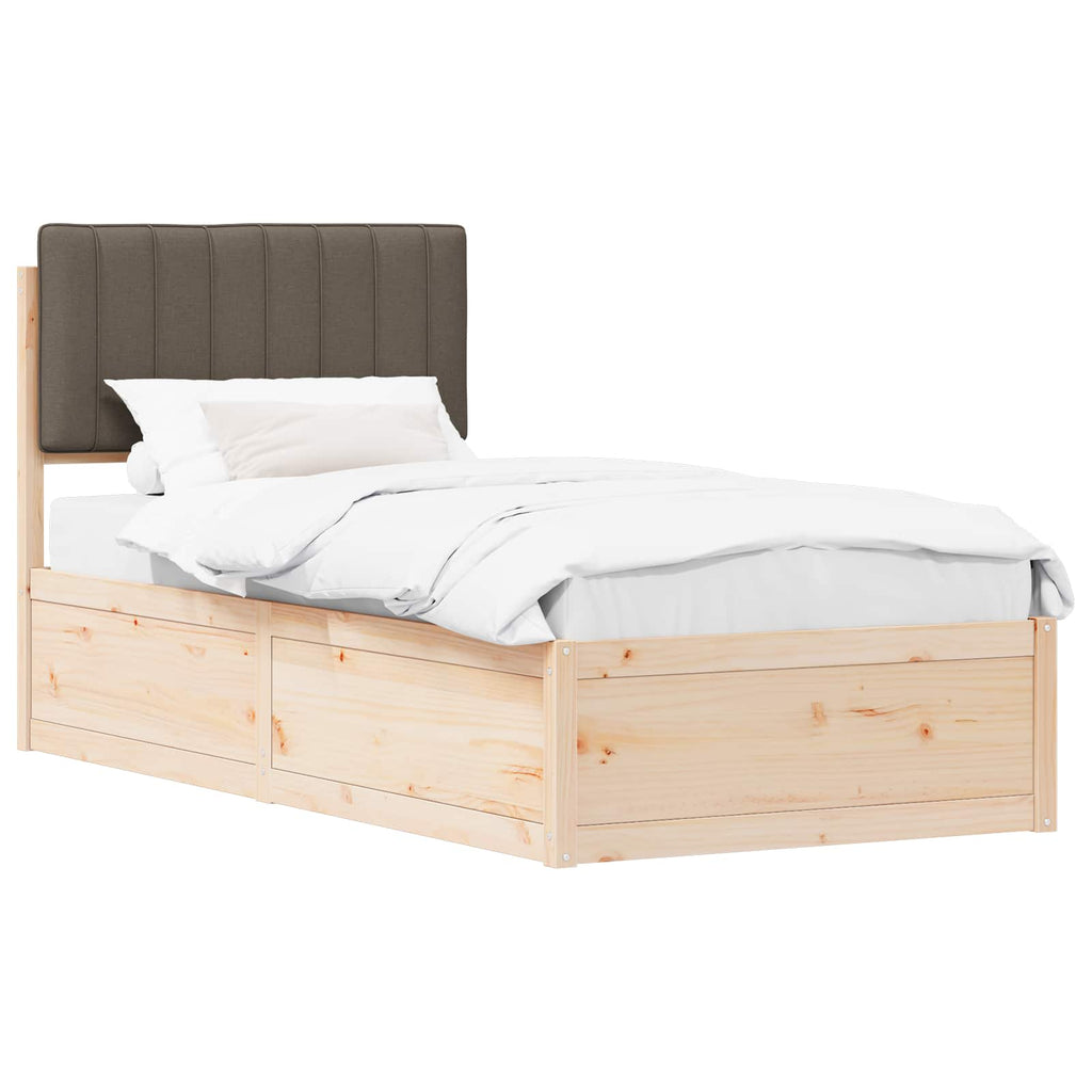 vidaXL Ramka łóżka z tapicerowanym wezgłowiem Ciemnoszary 90 x 190 cm